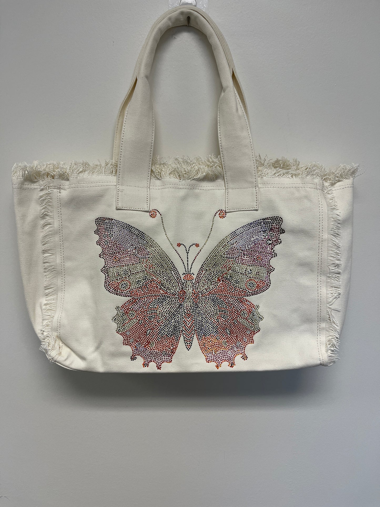 White Canvas Tote Bag, Butterfly