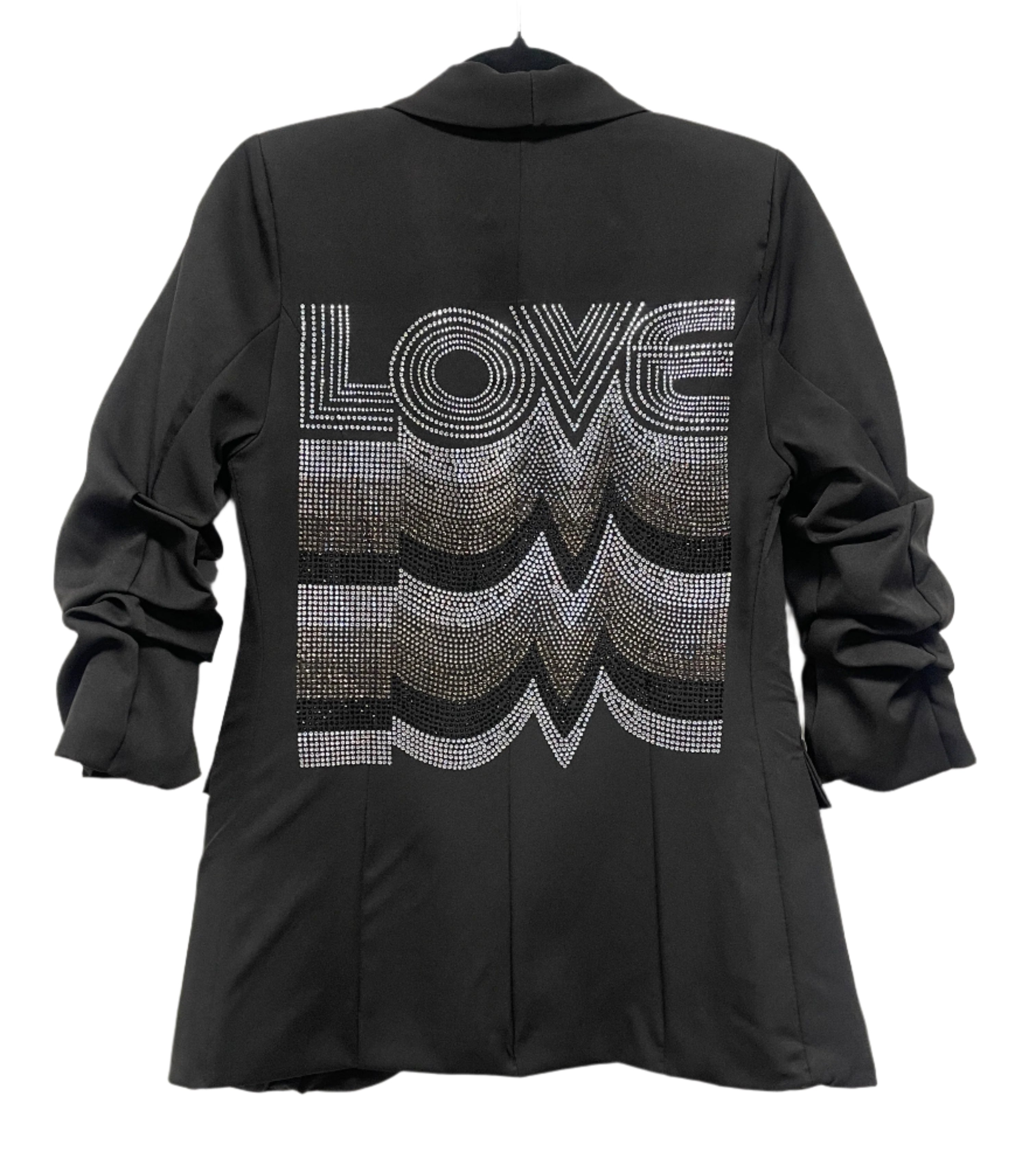Gunmetal Love Repeater Black Ruched Sleeve Blazer