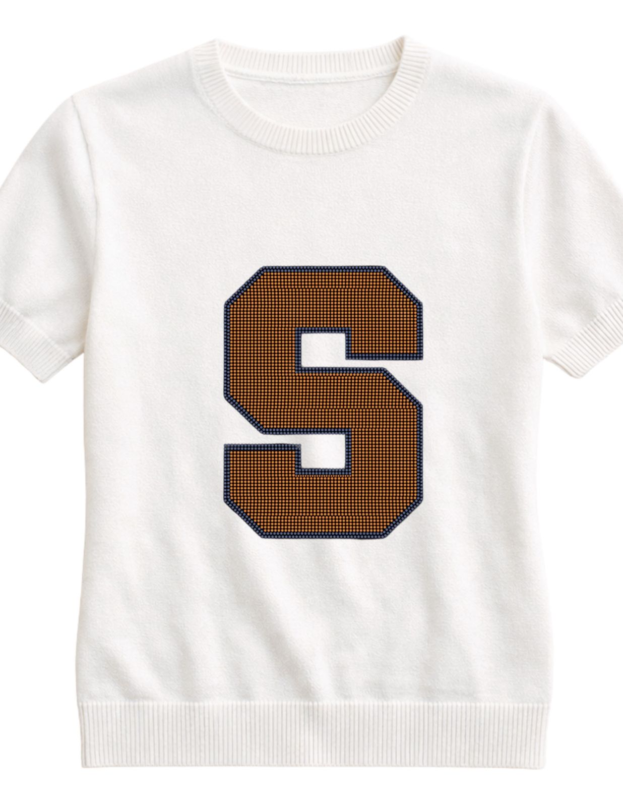Syracuse University Block S Ivory Short Sleeve Sweater