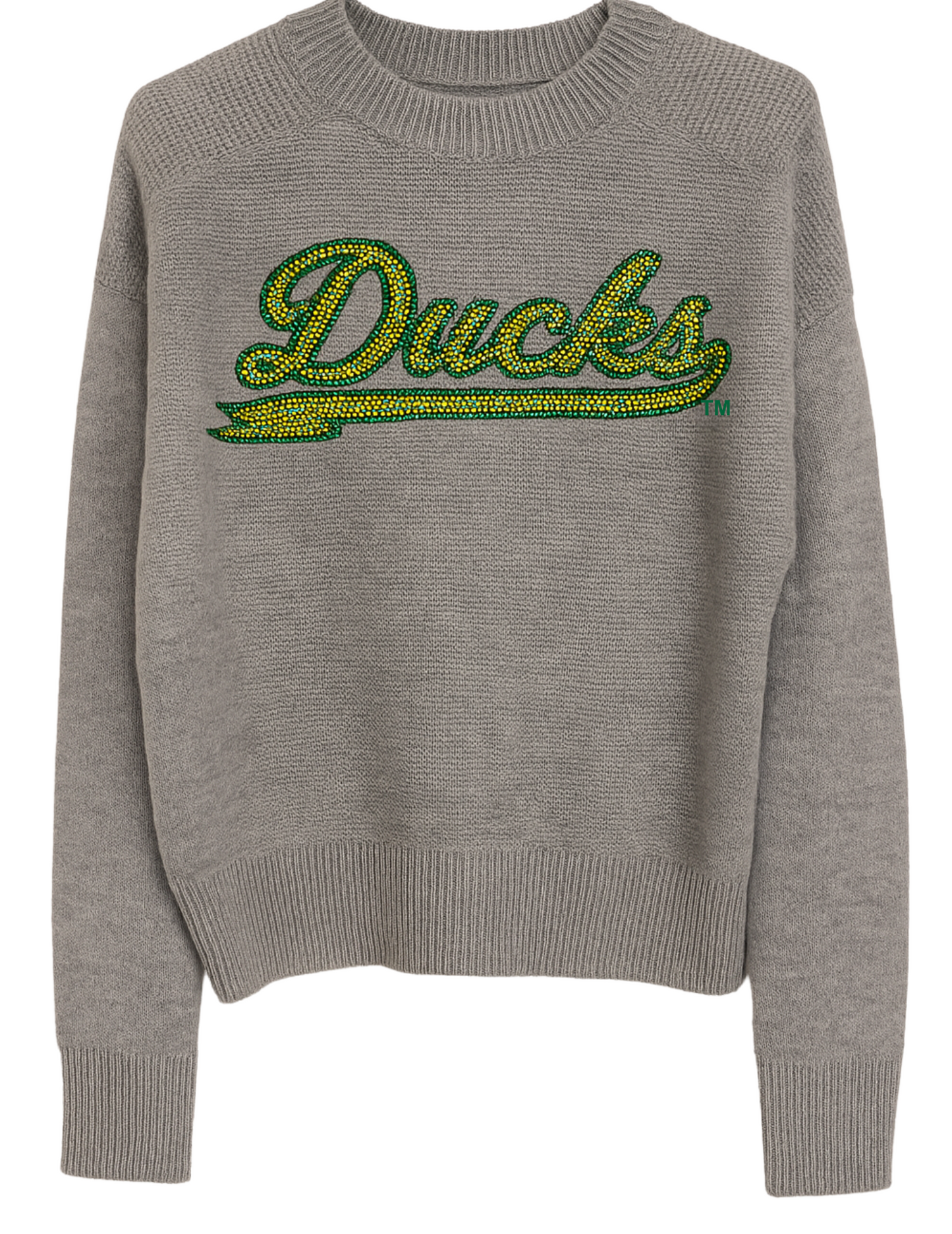 University Of Oregon Gray Crewneck Script Ducks Sweater