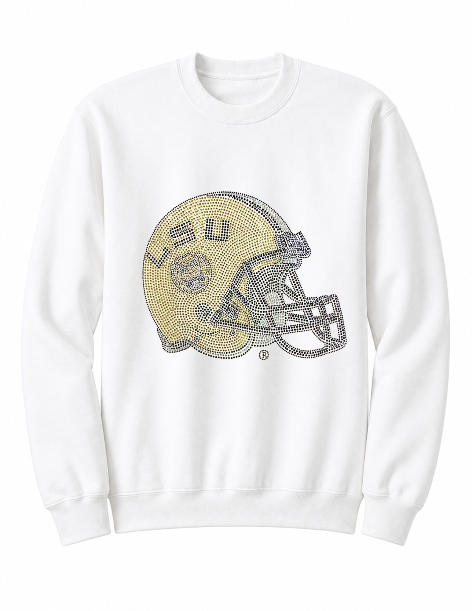 Louisiana State University Helmet White Crewneck Sweatshirt
