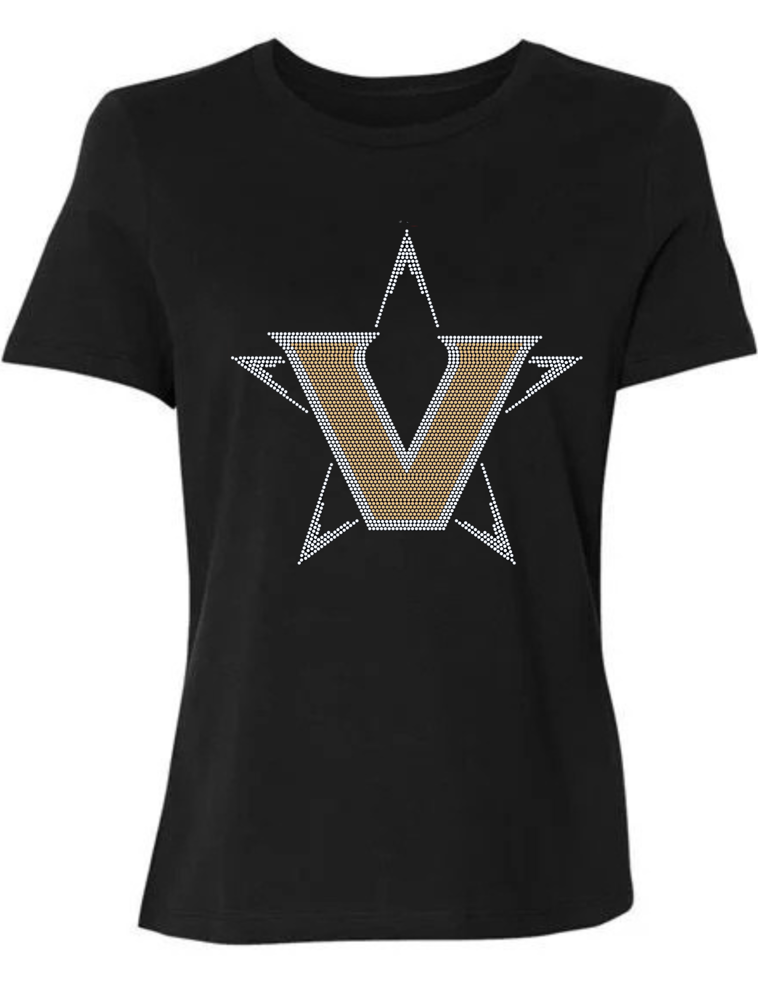 Vanderbilt Star V Black Crewneck Short Sleeve T-Shirt