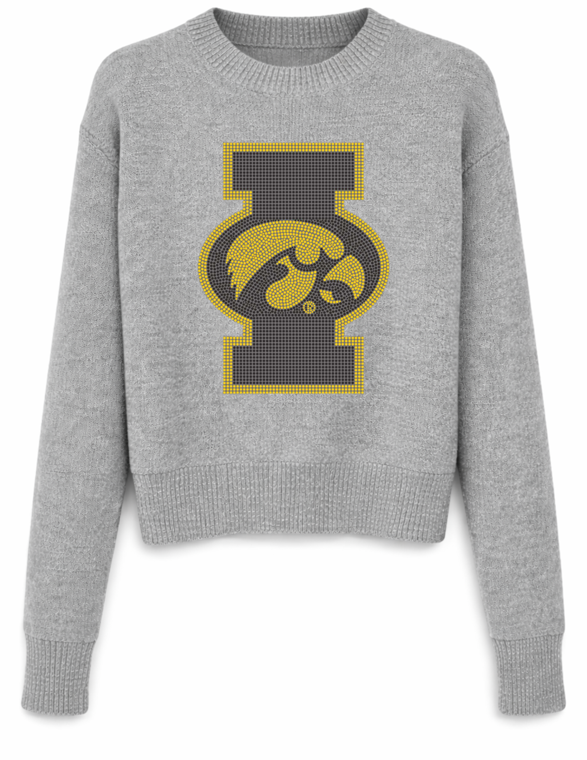 University of Iowa Block I with Tigerhawk Gray Crewneck Sweater, view 2