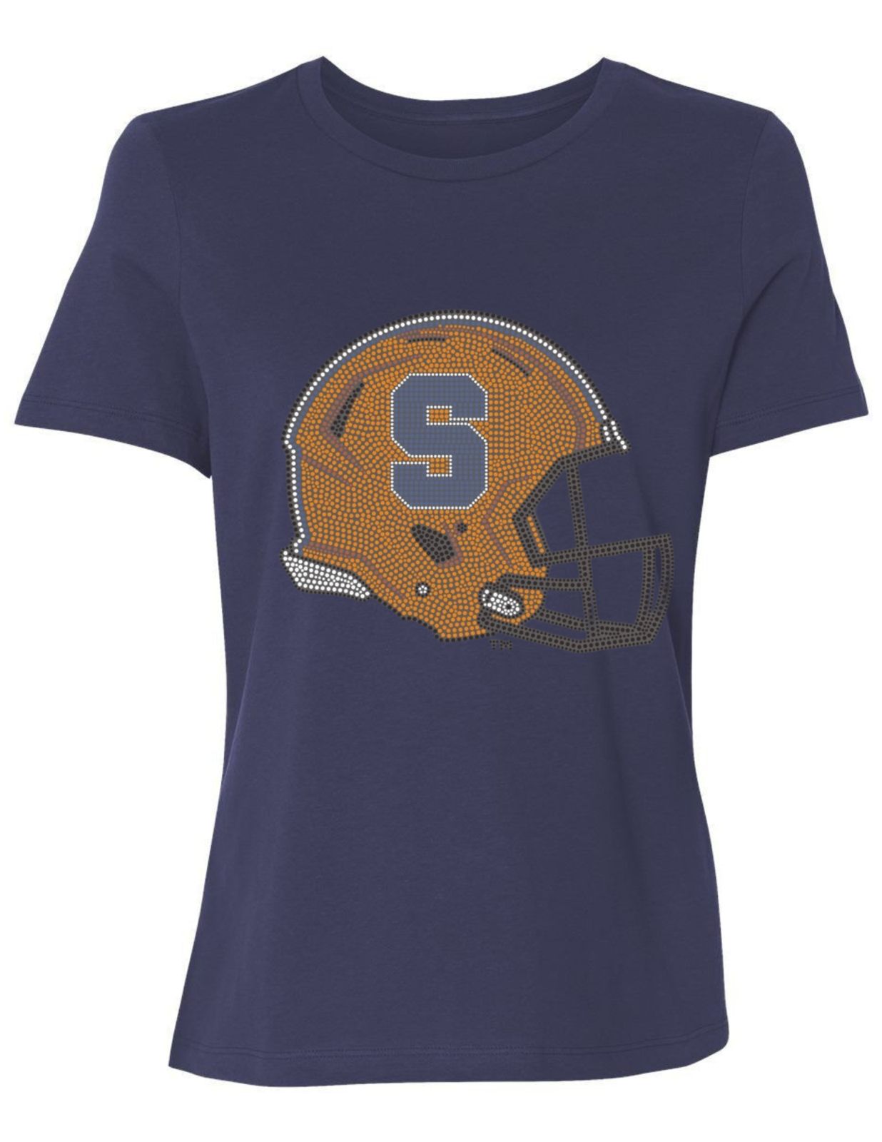 Syracuse University Helmet S Navy Crewneck Short Sleeve T-Shirt