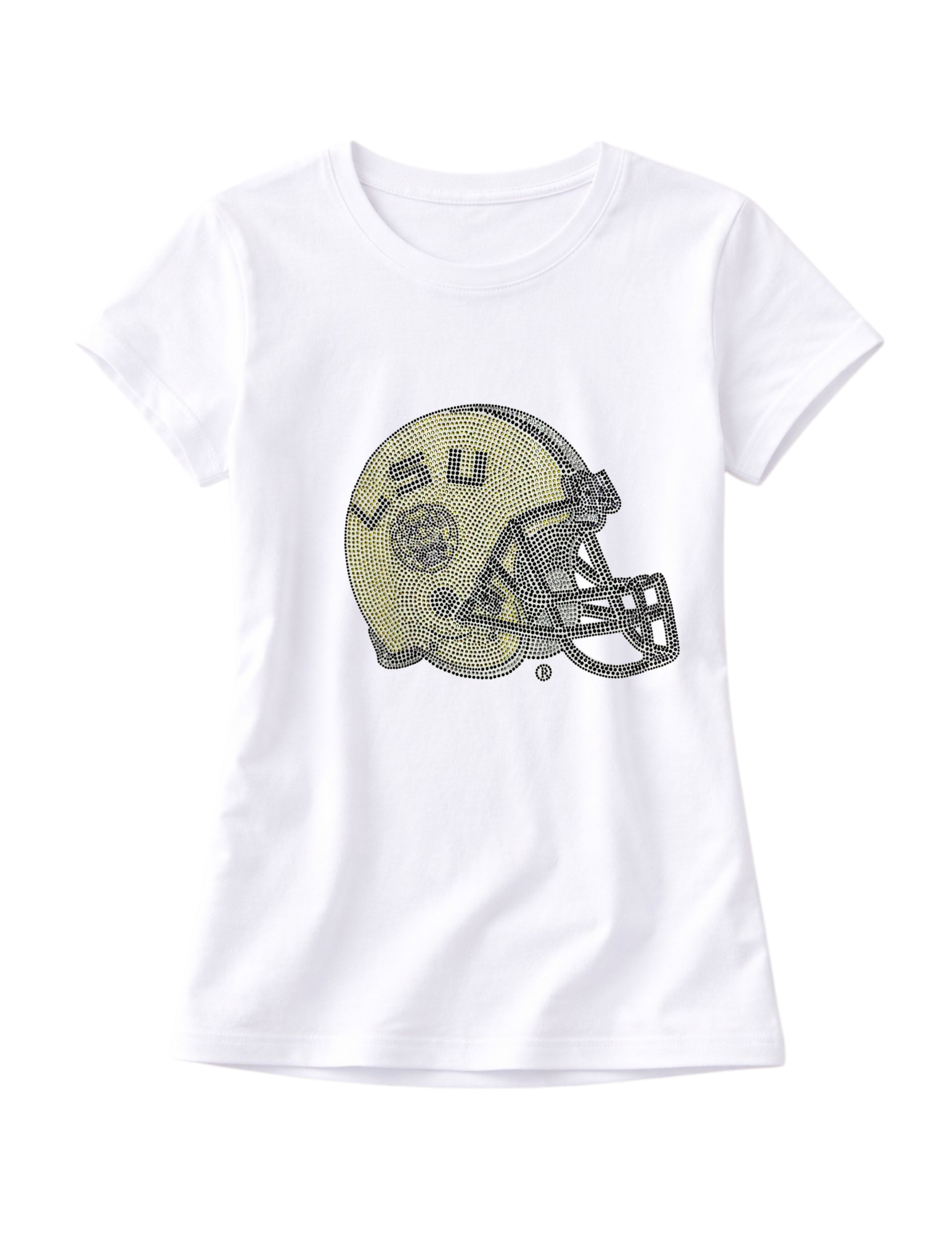 Louisiana State University Helmet White Crewneck Short Sleeve T-Shirt
