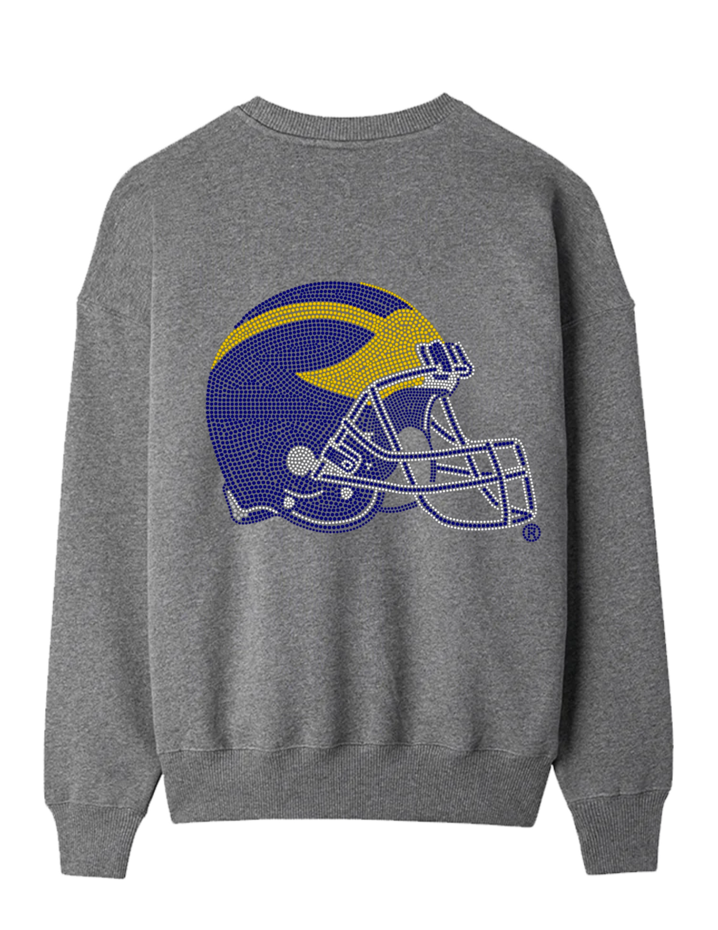University of Michigan Helmet Gray Crewneck Sweatshirt