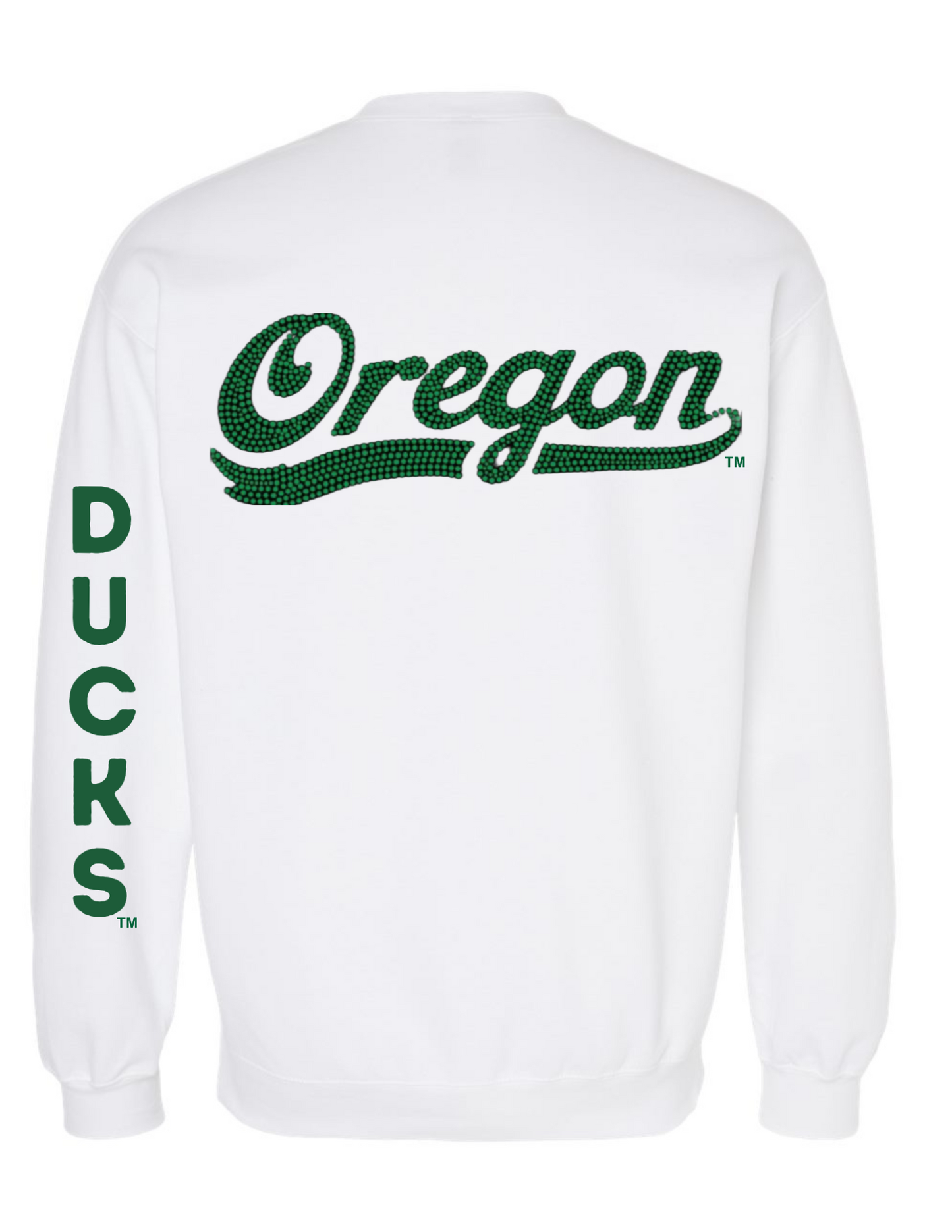 Game Day Sweatshirt, Crewneck White, University Of Oregon Script Ducks