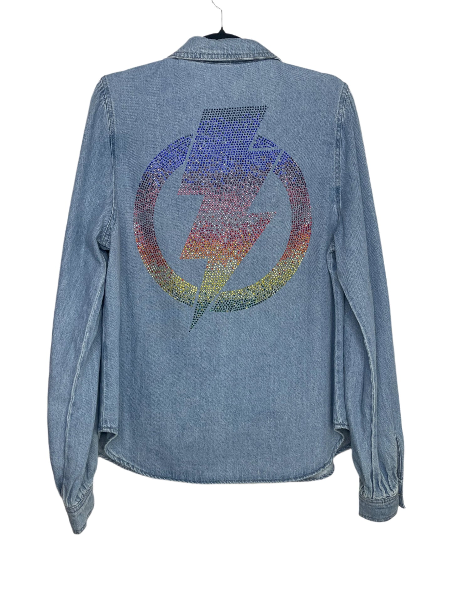 Shirt, Denim Shirred, Circle Bolt