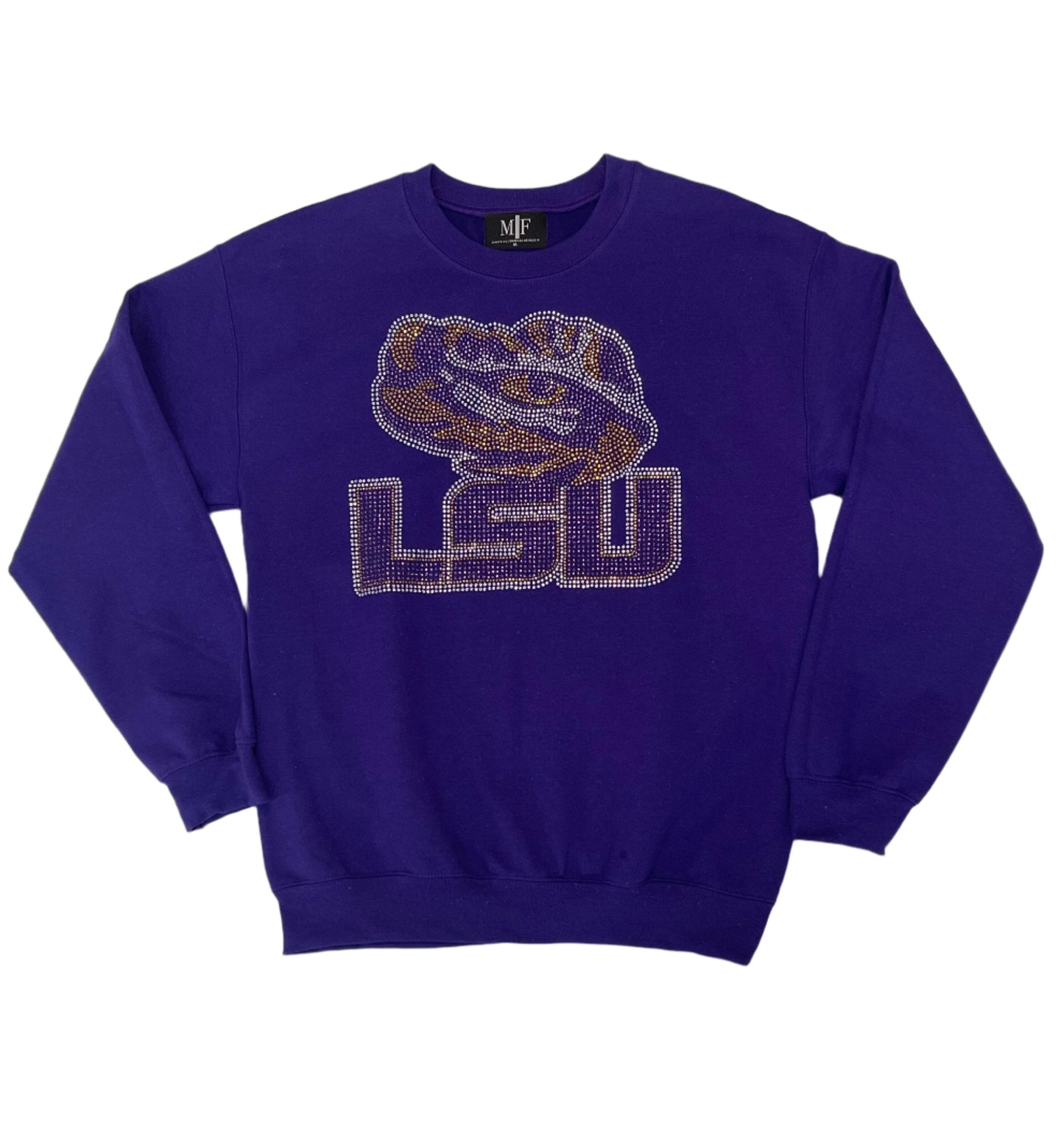Game Day Sweatshirt, Crewneck Purple, LSU w/ Tiger Eye