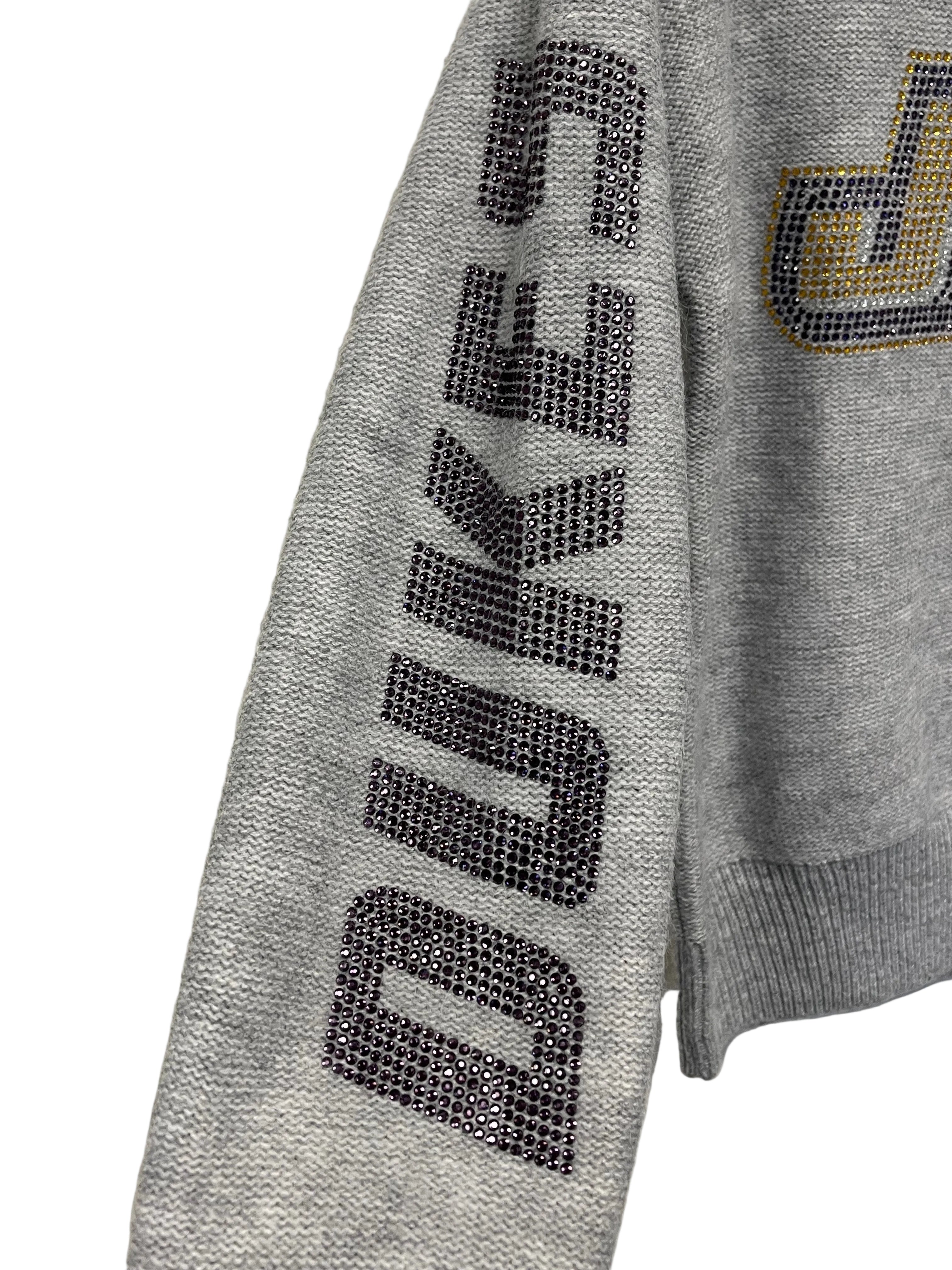 James Madison Logo and Dukes Gray Crewneck Sweater