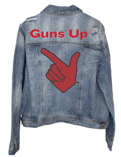 Game Day Jacket, Blue Denim, Texas Tech Guns Up Hand