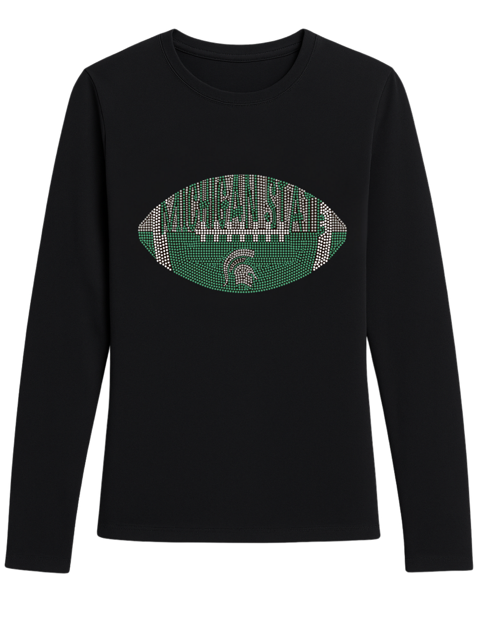 Licensed Game Day T-Shirt, Long Sleeve Black, Michigan State Football