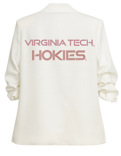 Virginia Tech Hokies Script White Ruched Sleeve Blazer