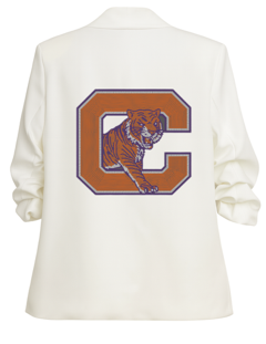 Clemson Big C Tiger White Ruched Sleeve Blazer