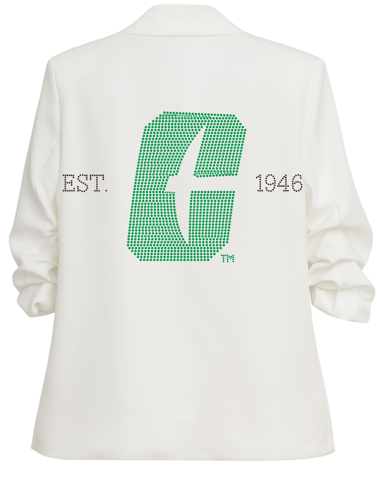University of N Carolina-Charlotte EST. 1946 White Ruched Sleeve Blazer