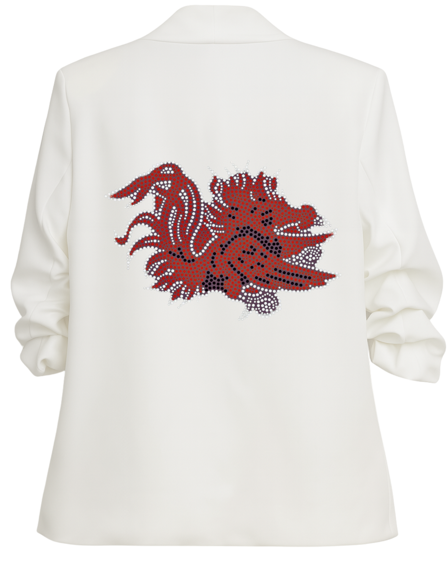 University of South Carolina Gamecock White Ruched Sleeve Blazer