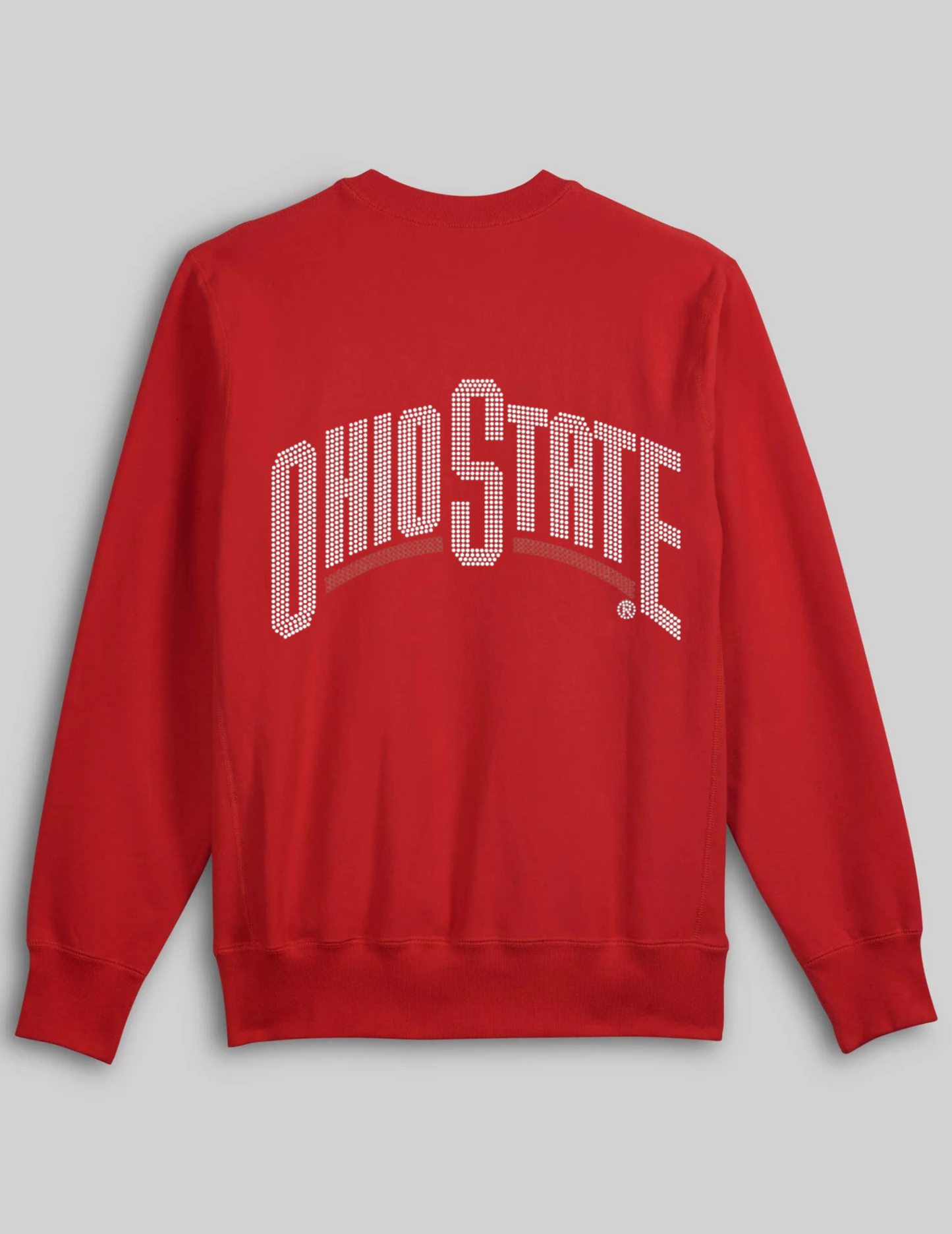 Ohio State Curve White Crewneck Red Sweatshirt