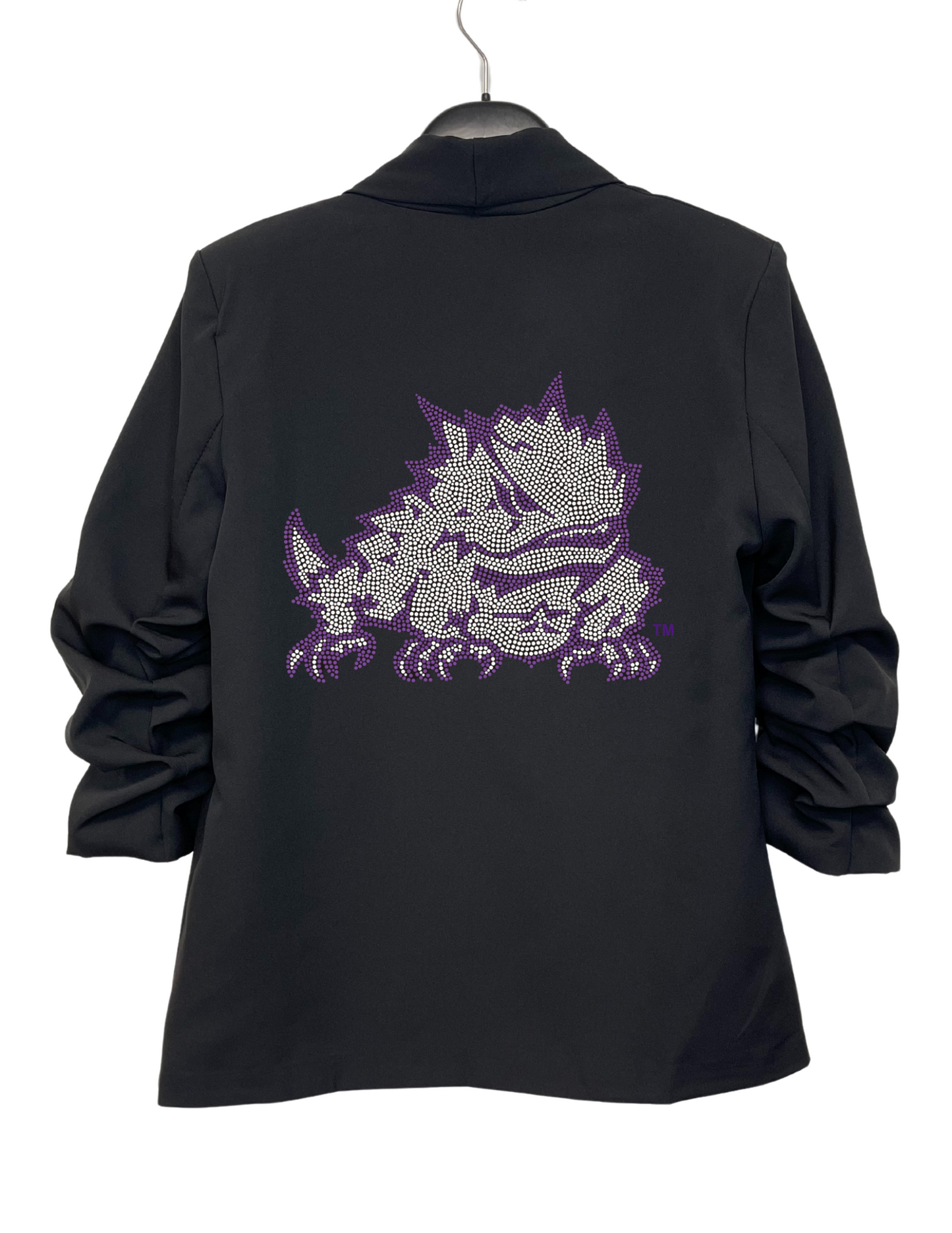 TCU Horned Frog Black Ruched Sleeve Blazer