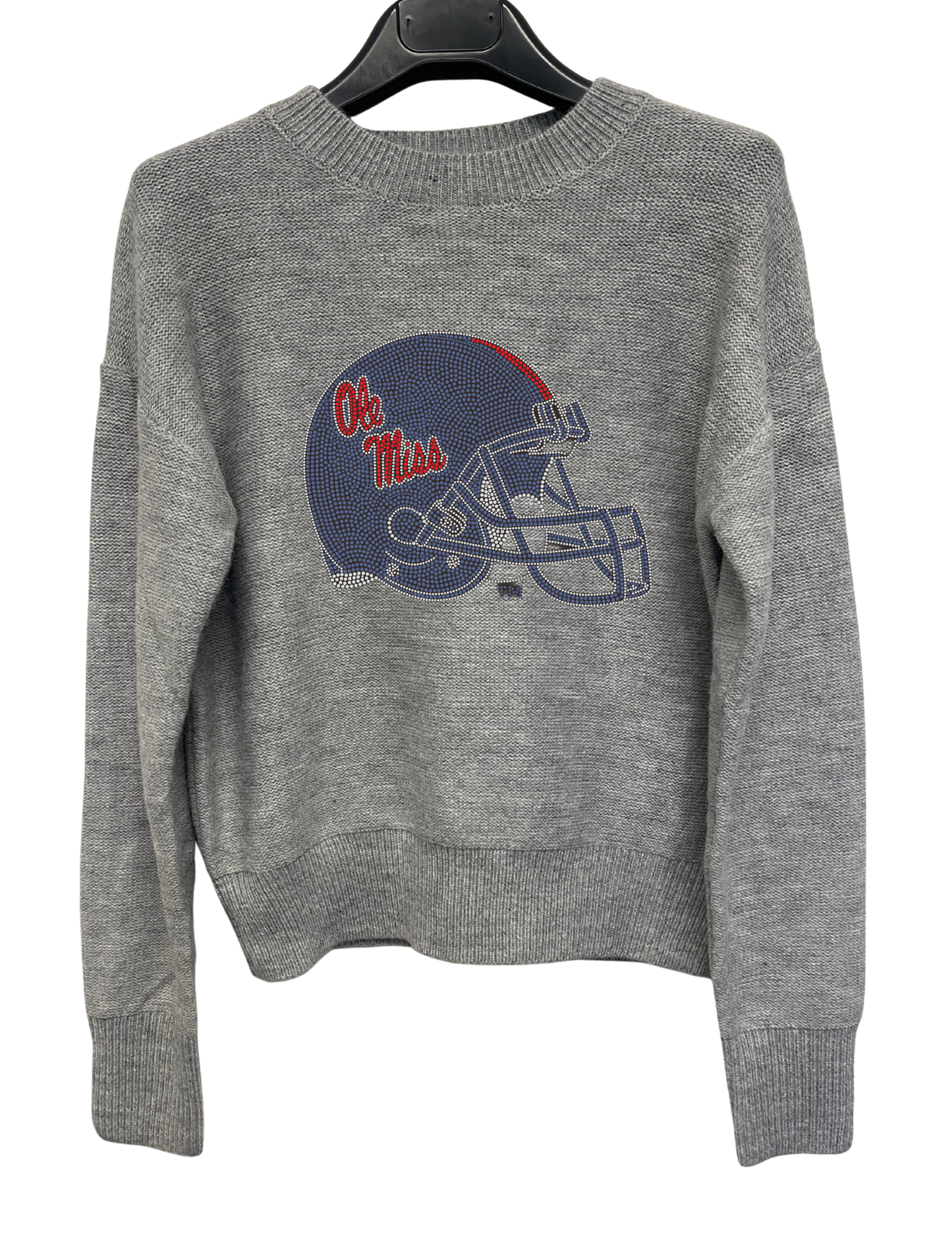 Ole Miss Helmet Gray Crewneck Sweater