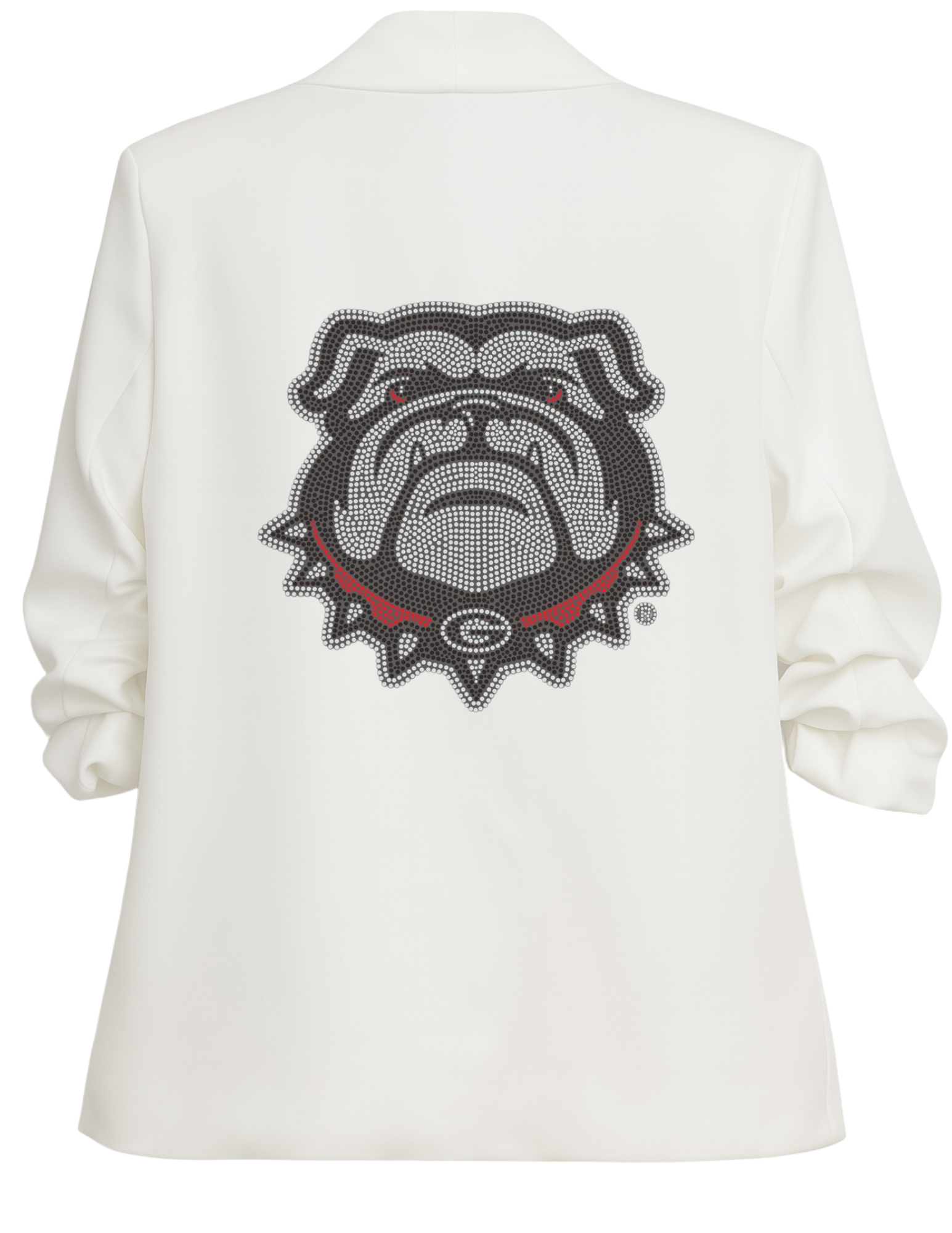 University of Georgia Bulldog White Ruched Sleeve Blazer
