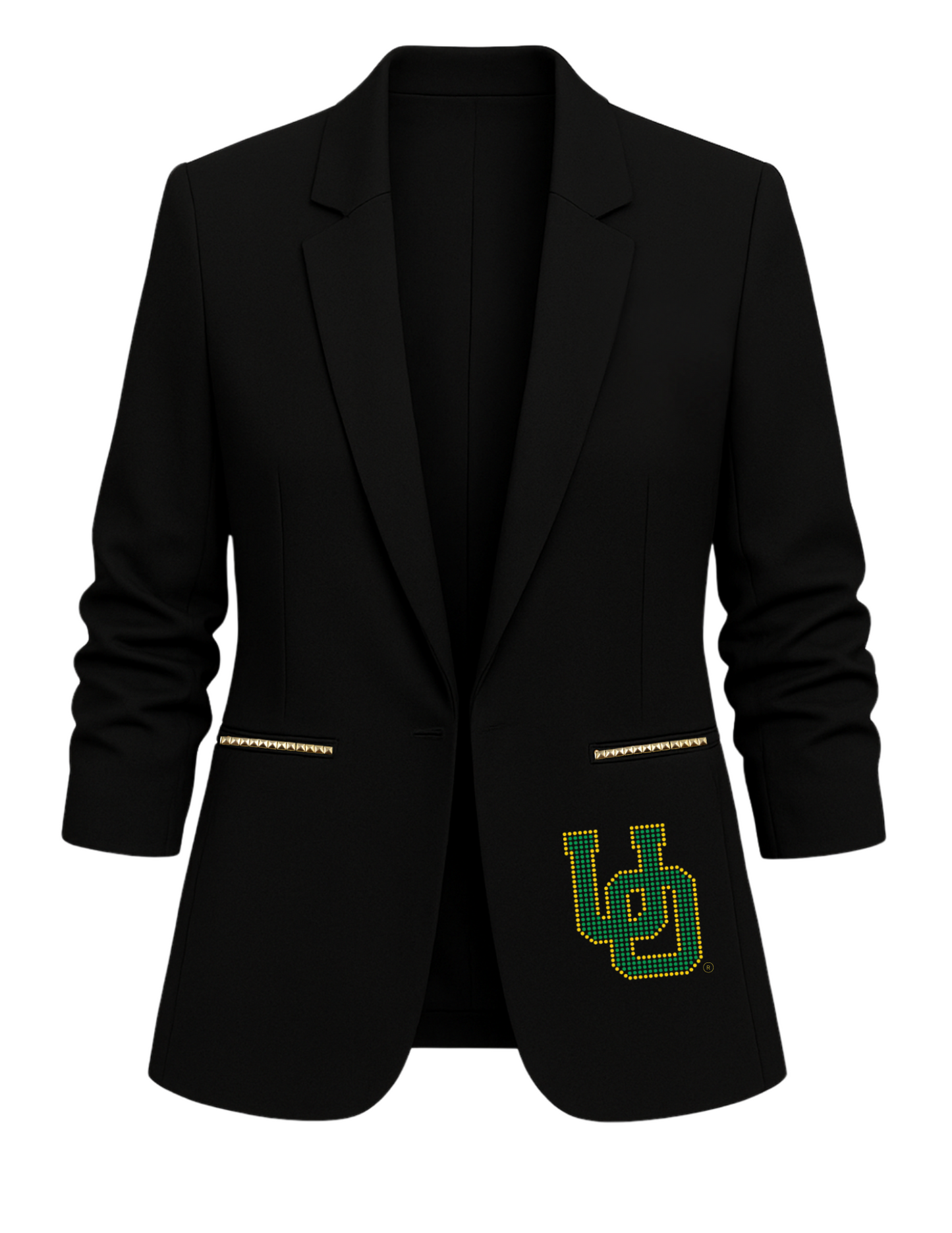Game Day Blazer, Black Ruched, University of Oregon Duck & Small UO