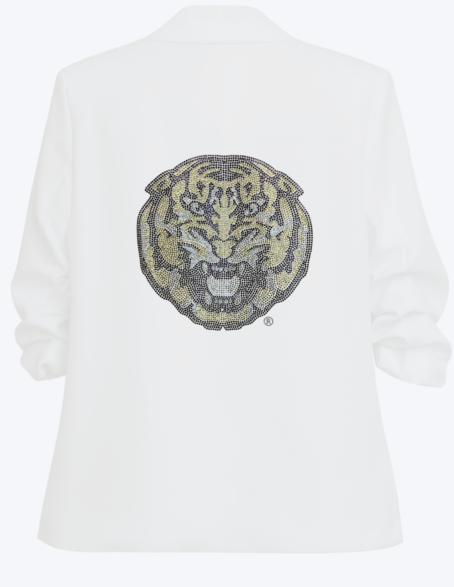 LSU Tiger Head White Ruched Blazer