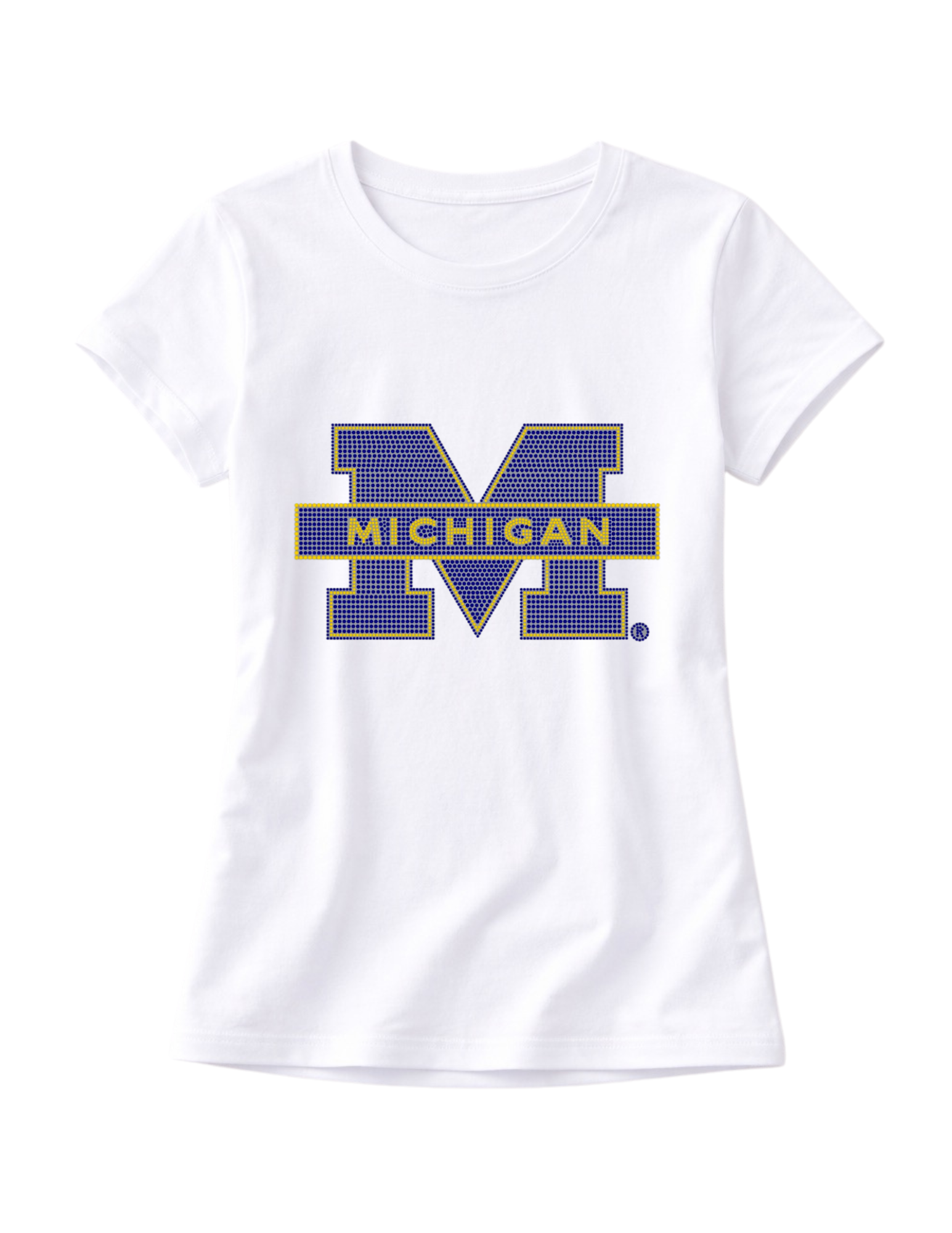 University of Michigan Block M White Crewneck Short Sleeve T-Shirt