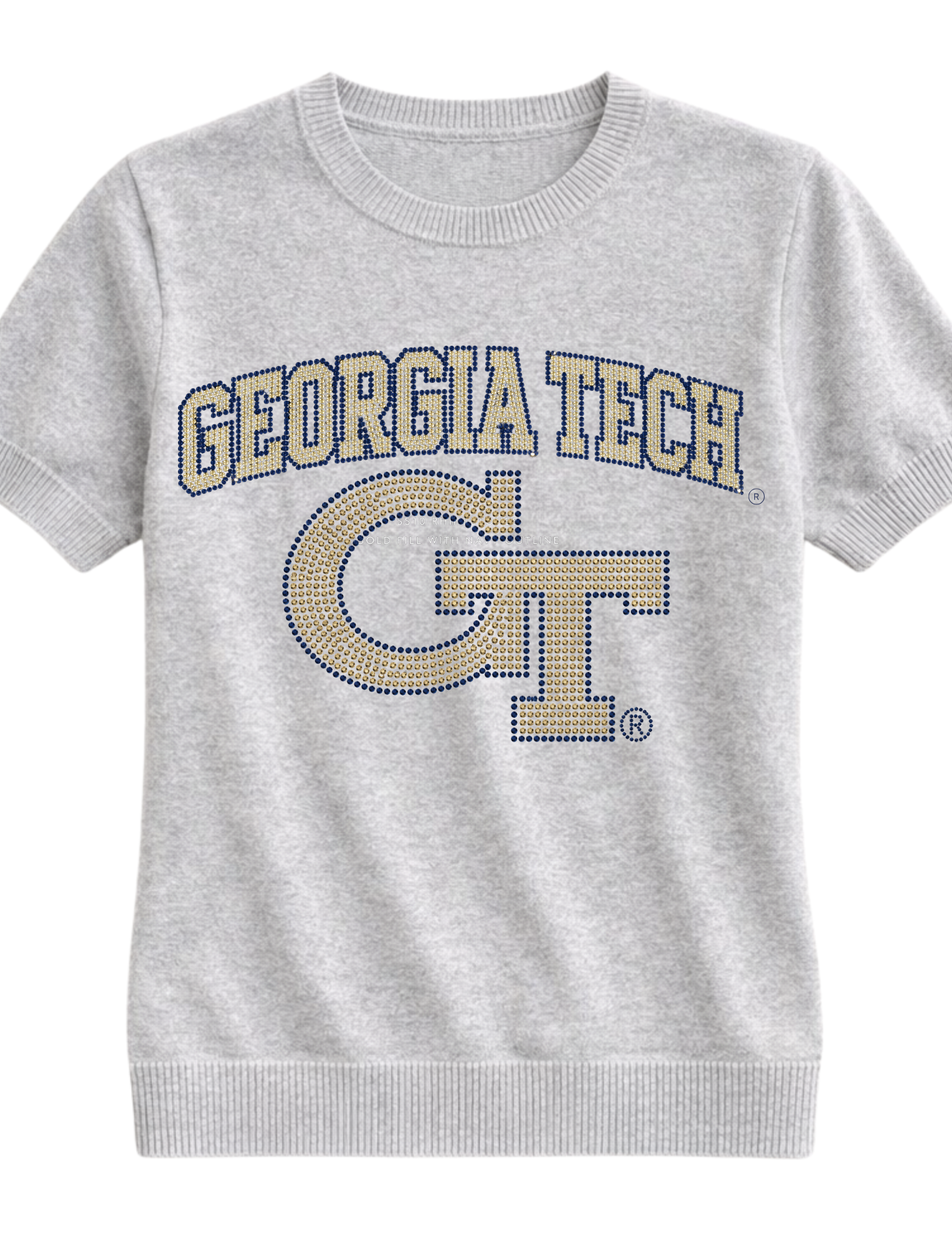 Georgia Tech Script GT Grey Short Sleeve Sweater