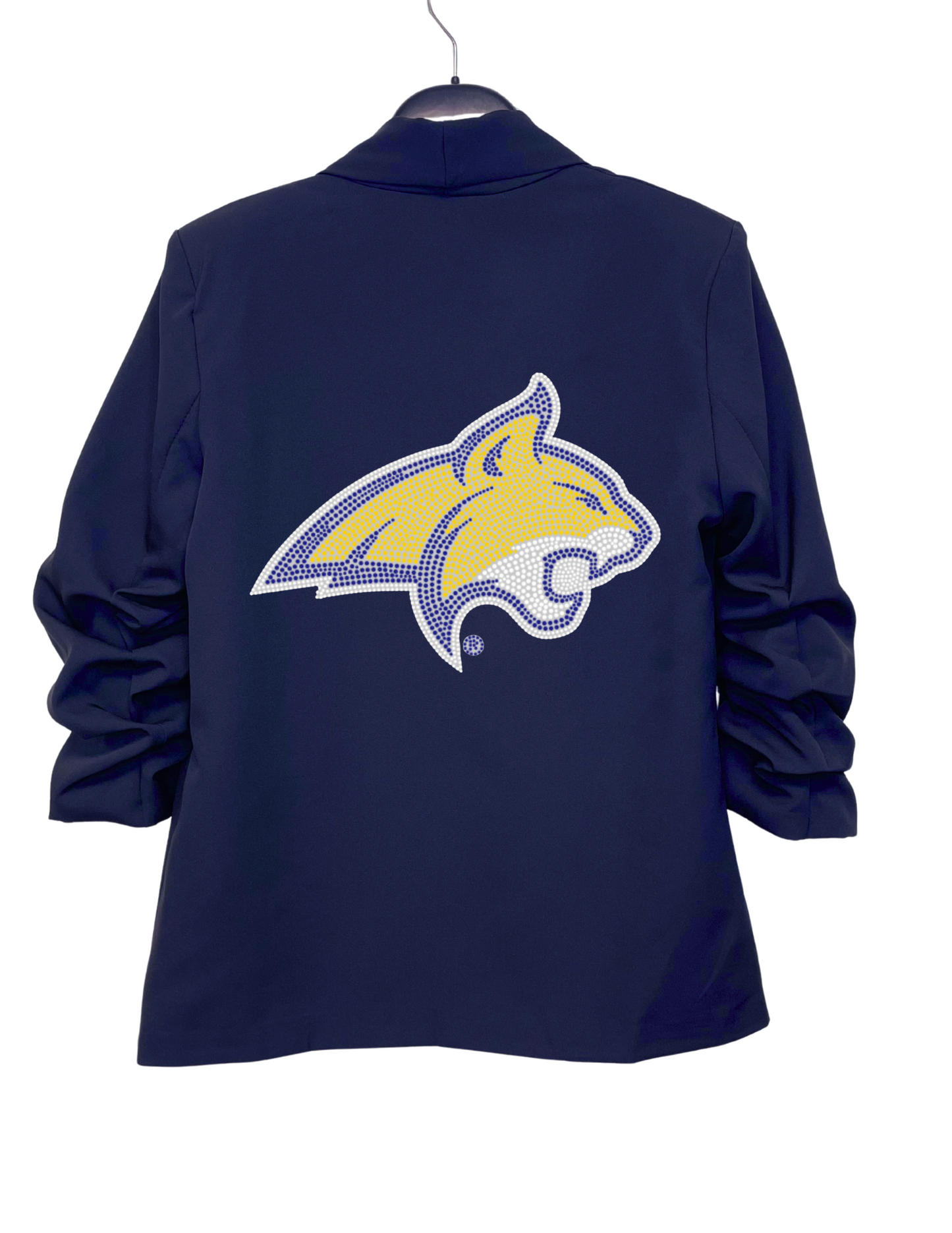 Montana State Bobcat Navy Ruched Sleeve Blazer