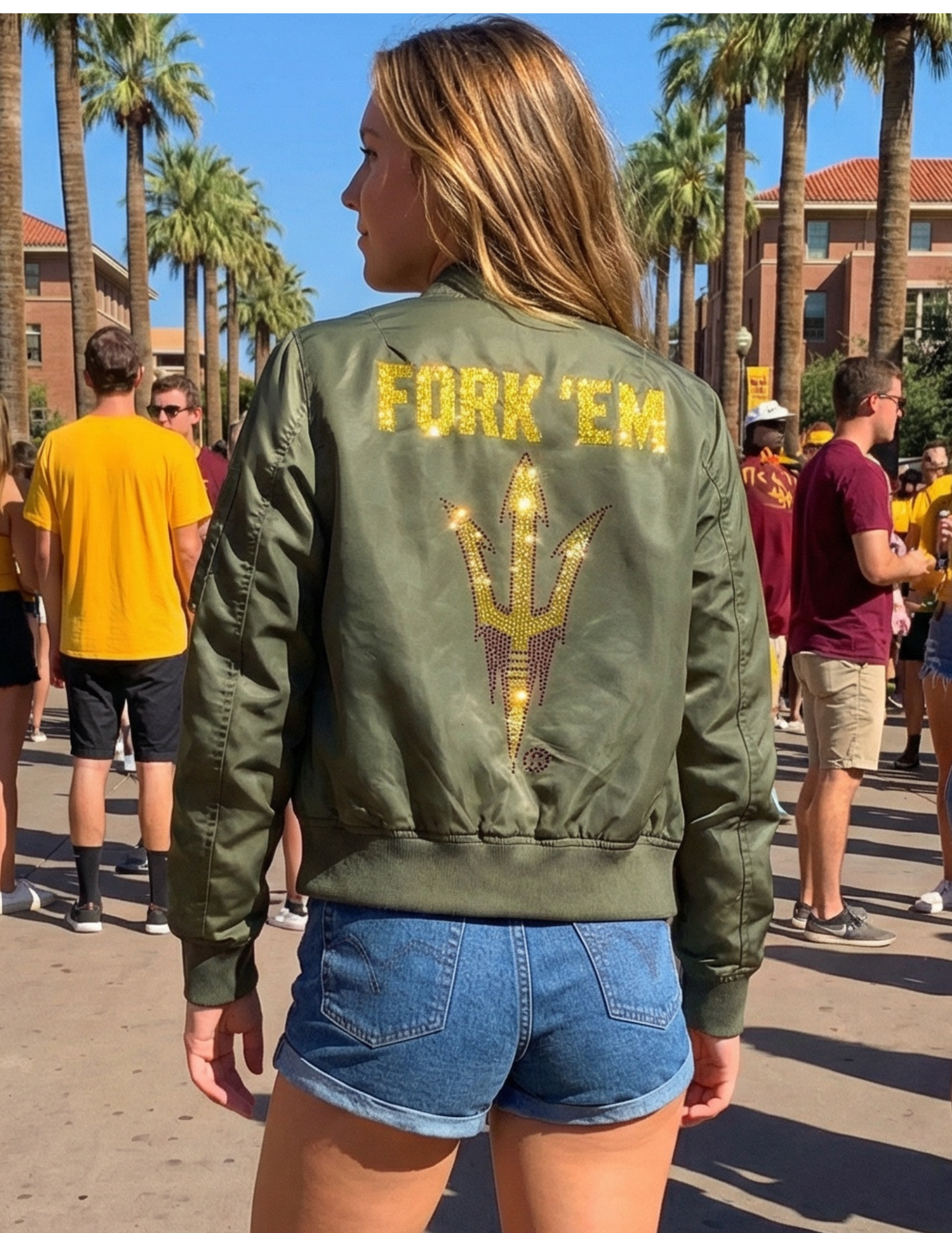 Arizona State Sun Devils Fork 'Em Army Green Bomber