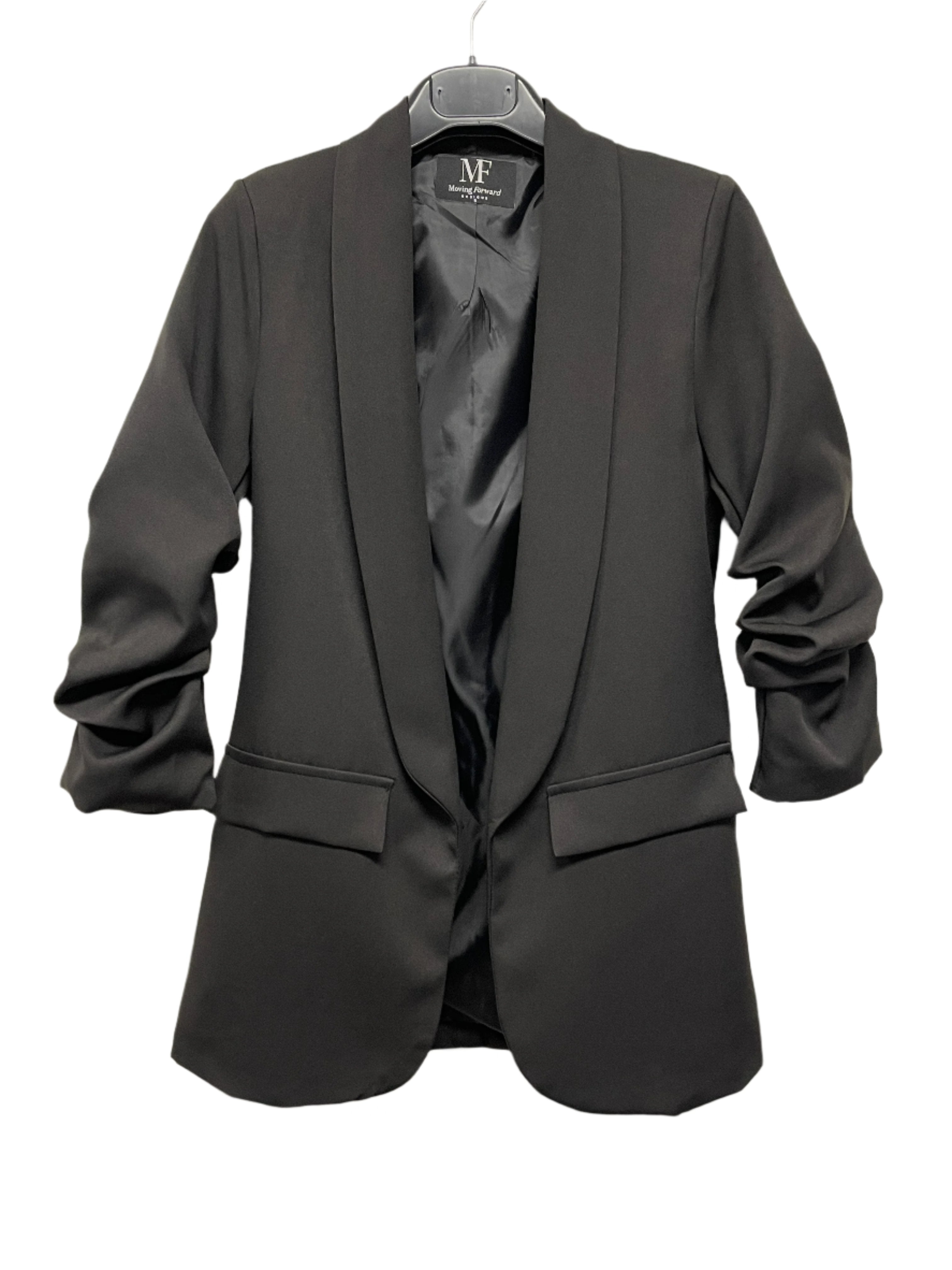 Gunmetal Love Repeater Black Ruched Sleeve Blazer