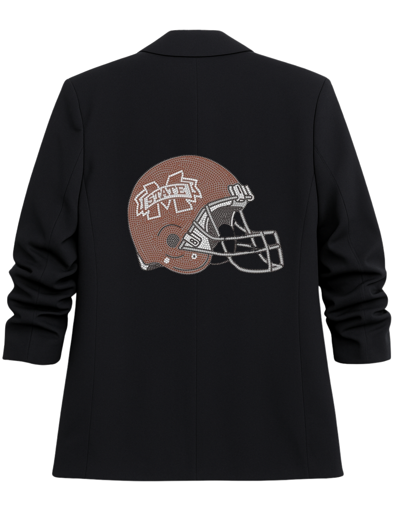 Mississippi State Helmet Black Ruched Sleeve Blazer