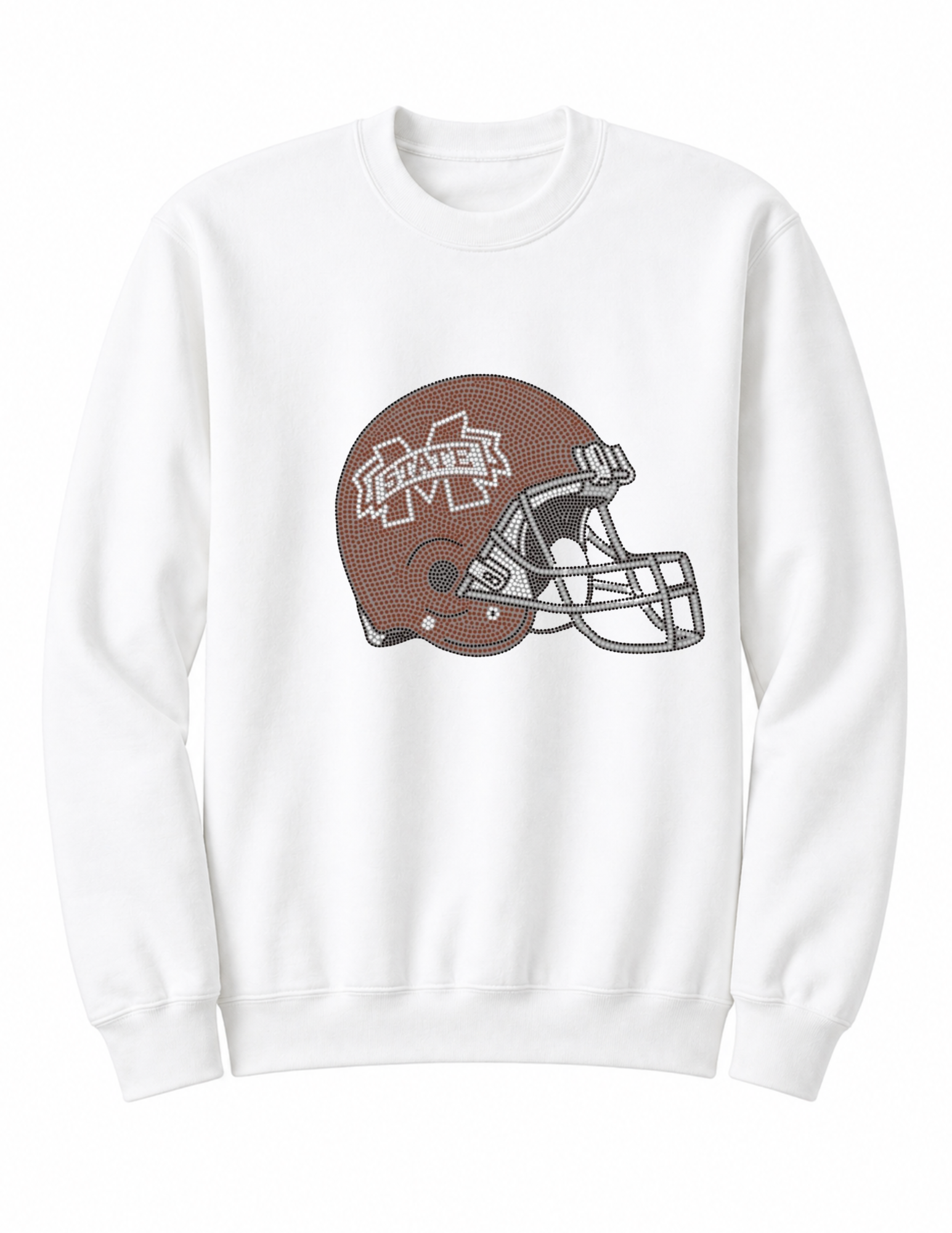 Mississippi State Helmet White Crewneck Sweatshirt