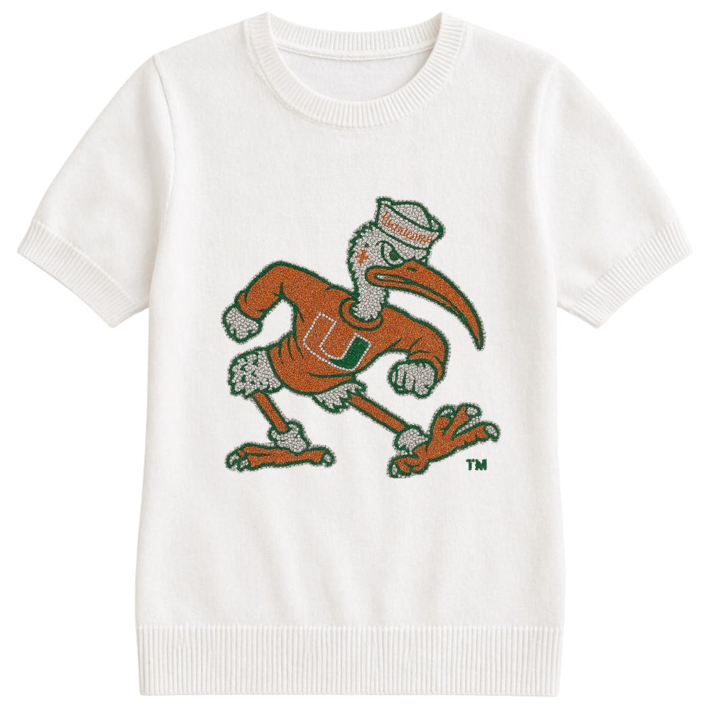 University of Miami Sebastian White Short Sleeve Sweater