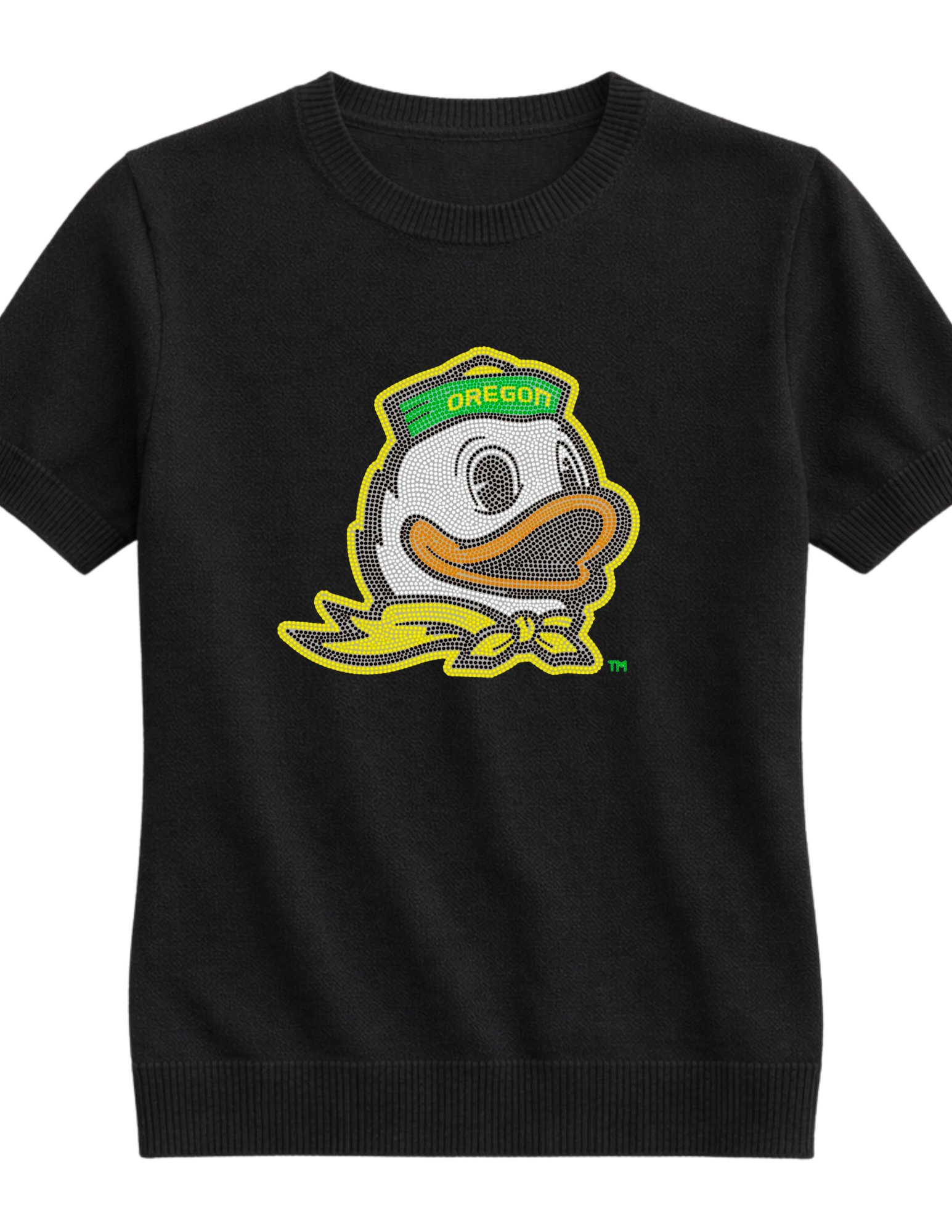 University Of Oregon Duck Black Short Sleeve Sweater