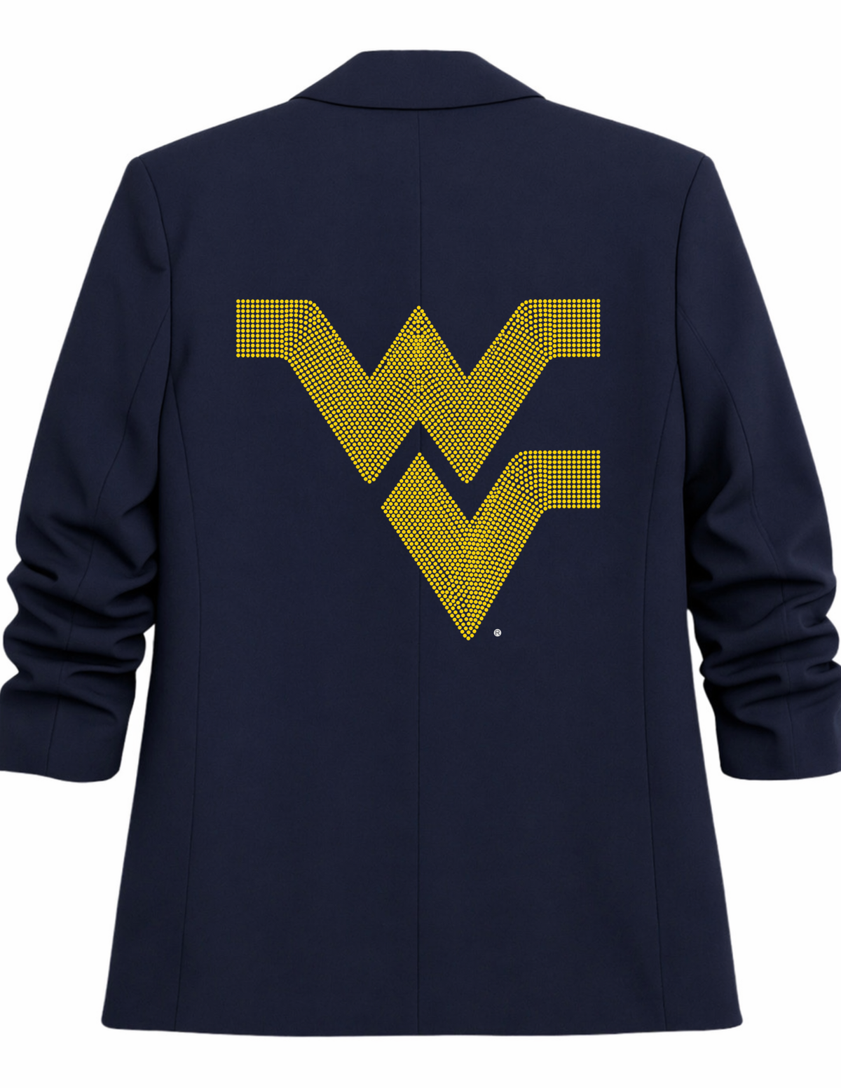 West Virginia Gold WVU Navy Ruched Sleeve Blazer, view 2