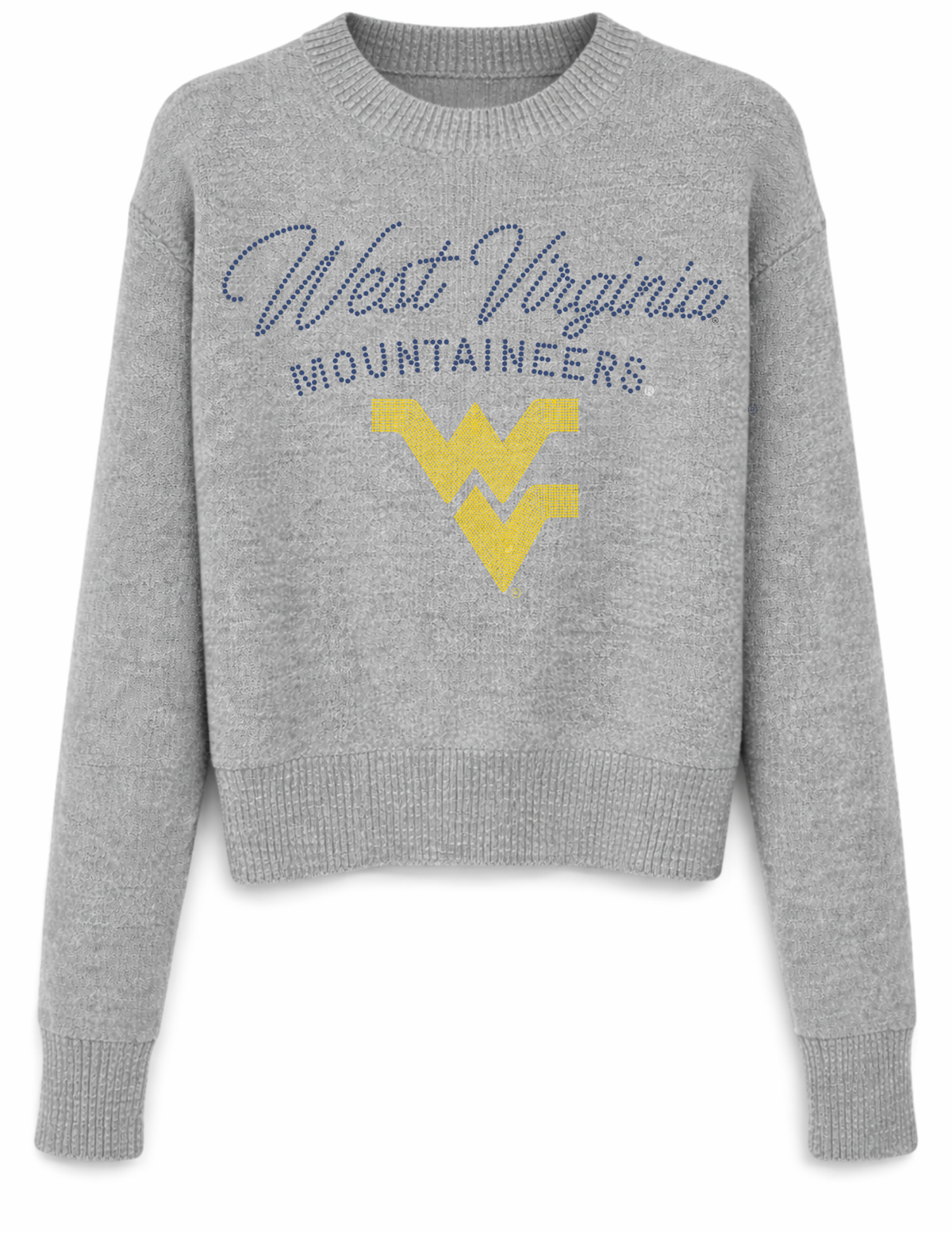 West Virginia Mountaineers WV Gray Crewneck Sweater