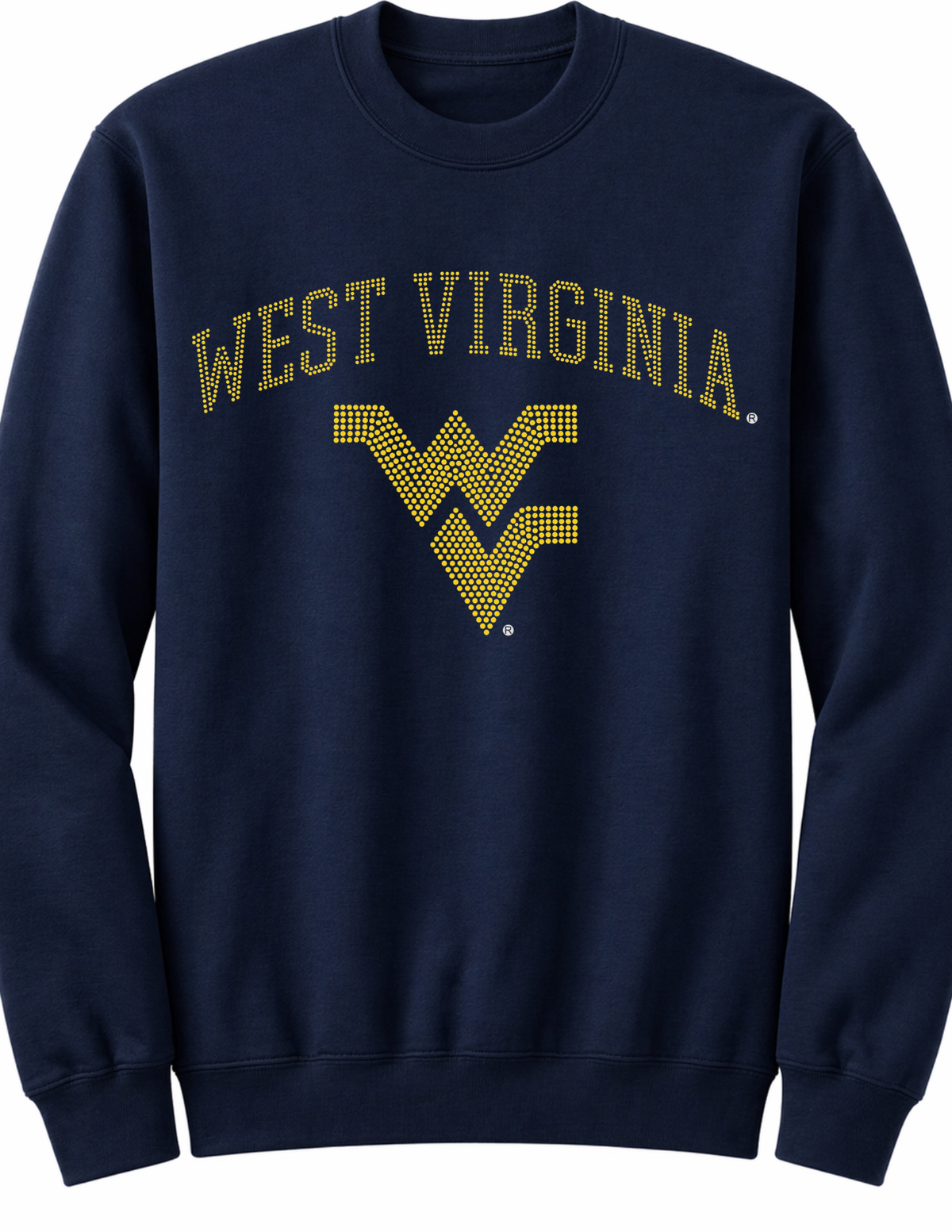 West Virginia Curve WV Navy Crewneck Sweatshirt, view 3