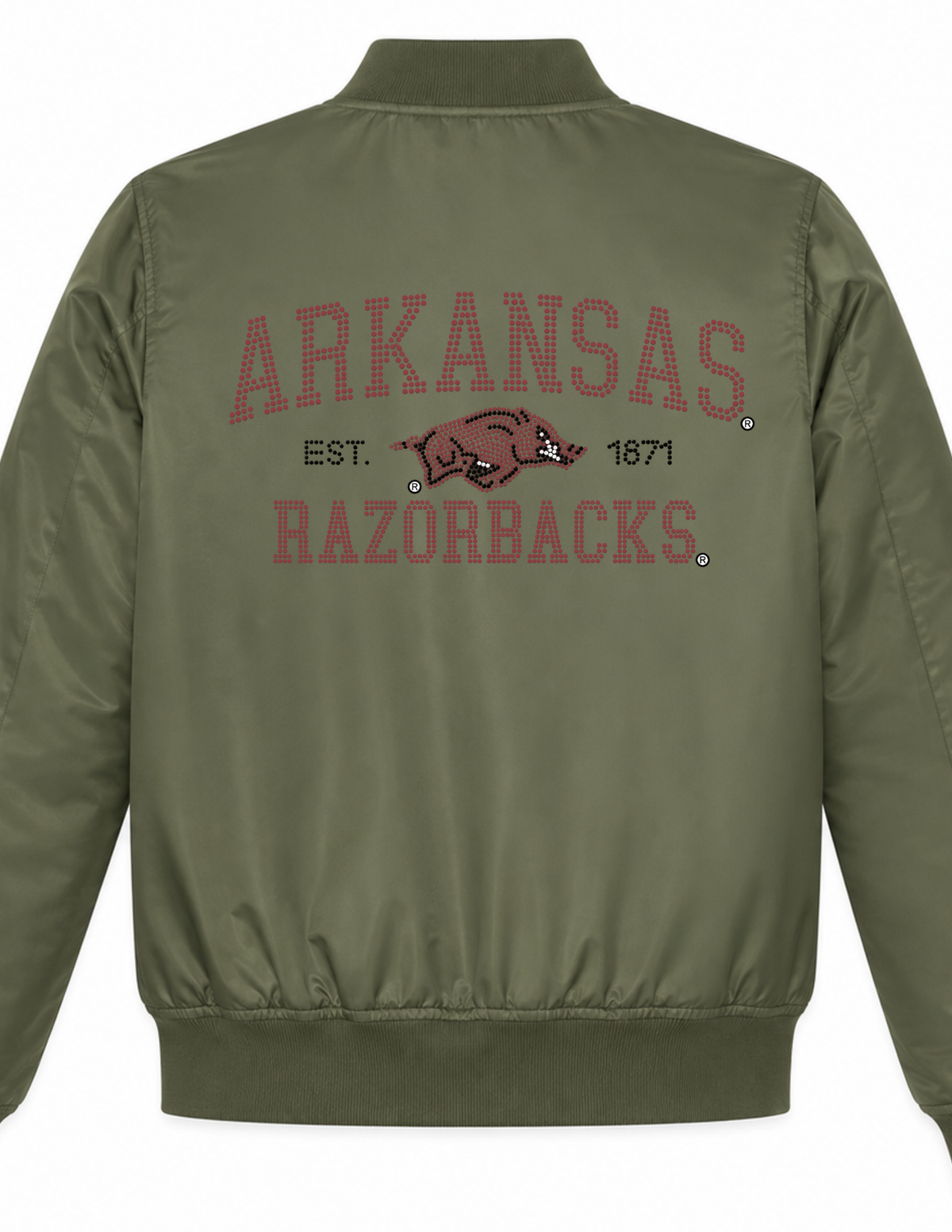 University of Arkansas Razorbacks Est. 1871 Army Green Bomber Jacket