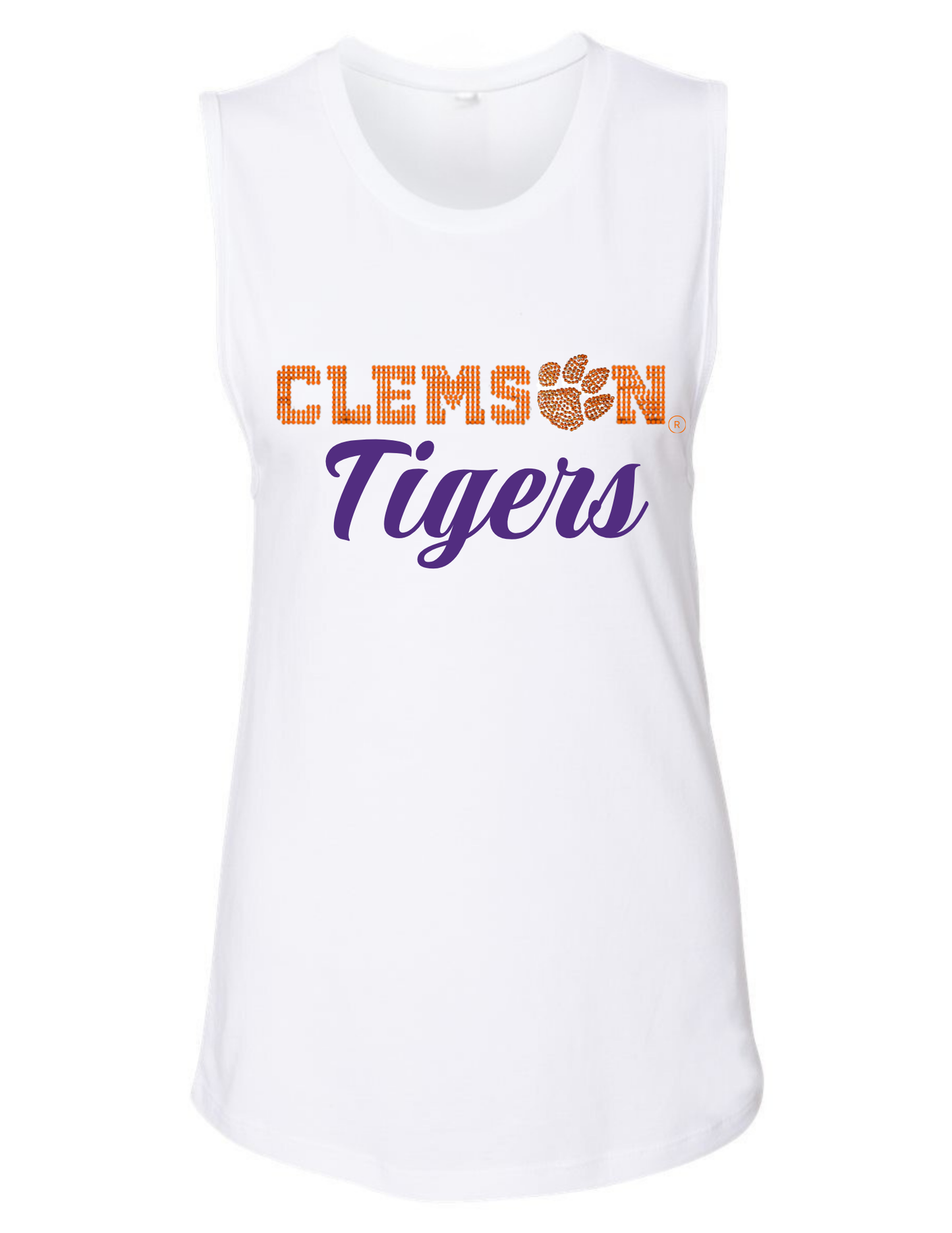 Game Day Tank Top, White, Clemson University Tigers Script