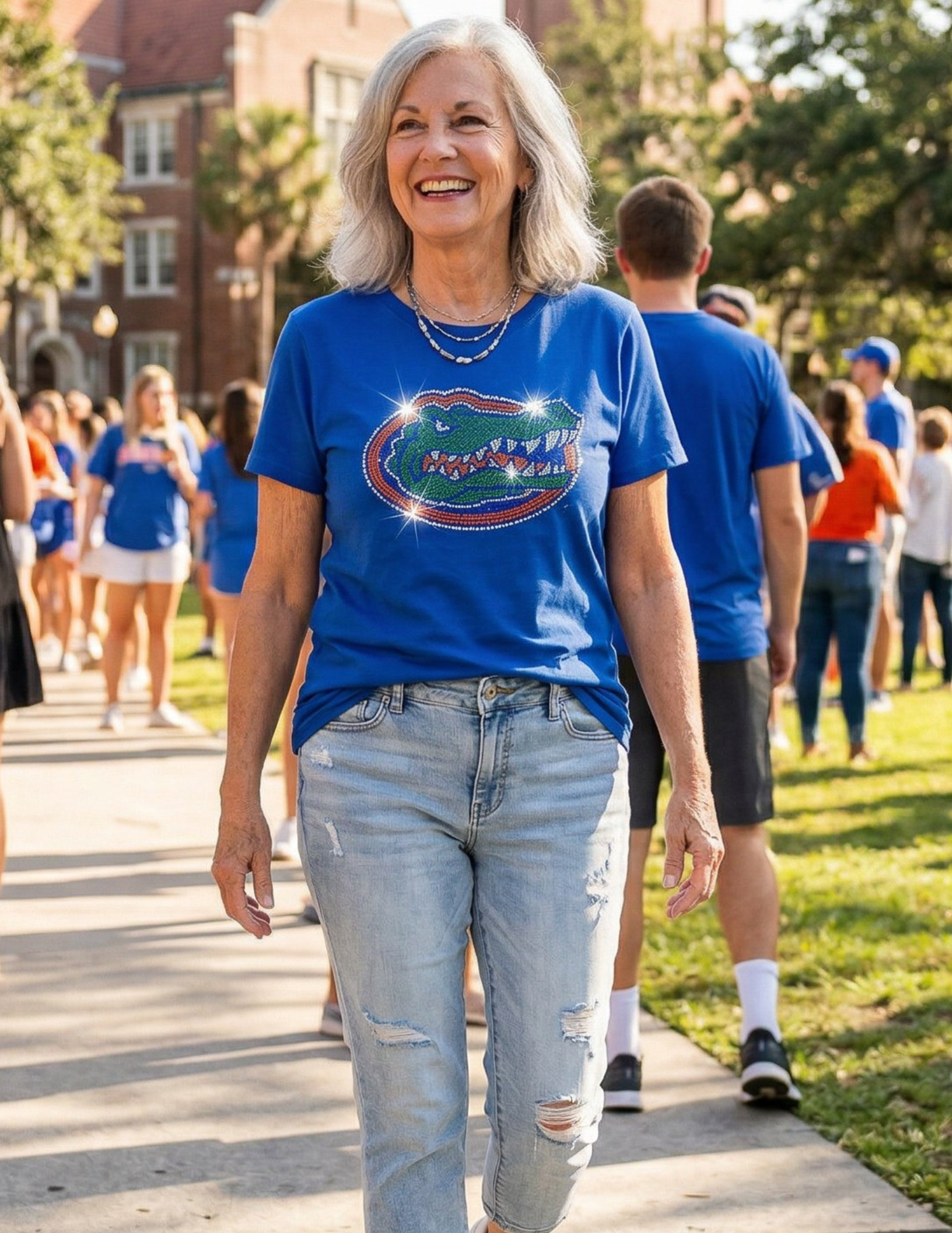 University of Florida Gator Head Royal Blue Crewneck Short Sleeve T-Shirt
