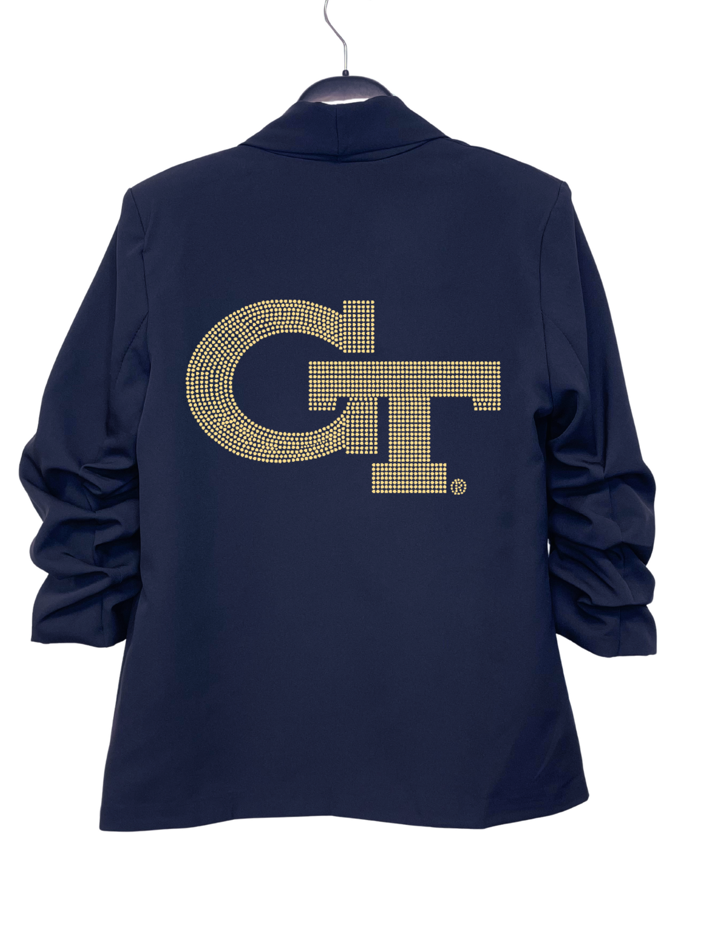 Georgia Tech GT Navy Ruched Sleeve Blazer