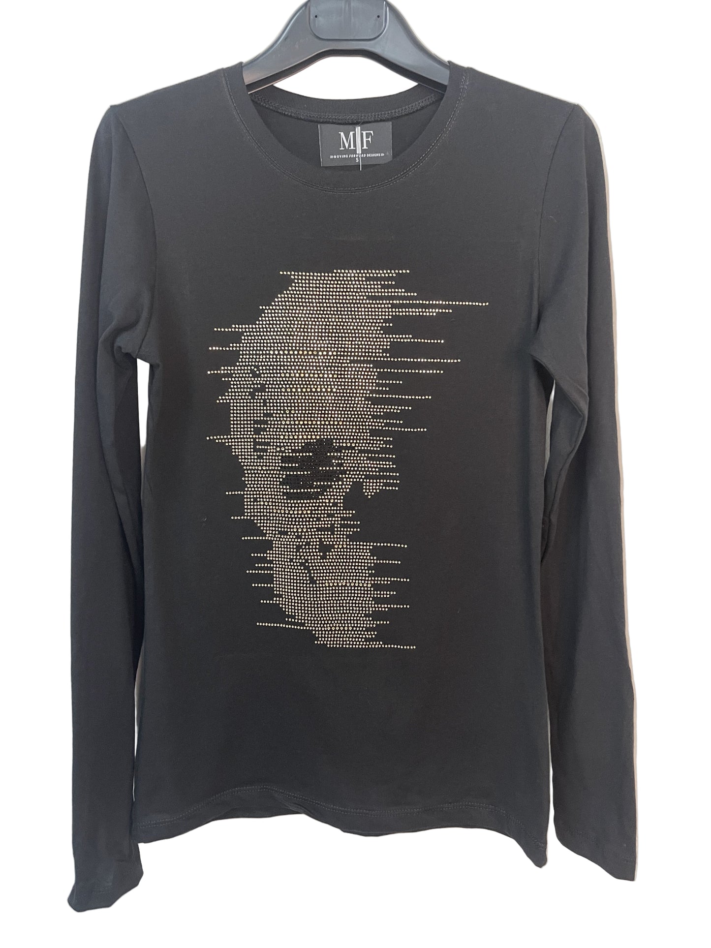 Gold Faded Skull Black Long Sleeve T-Shirt