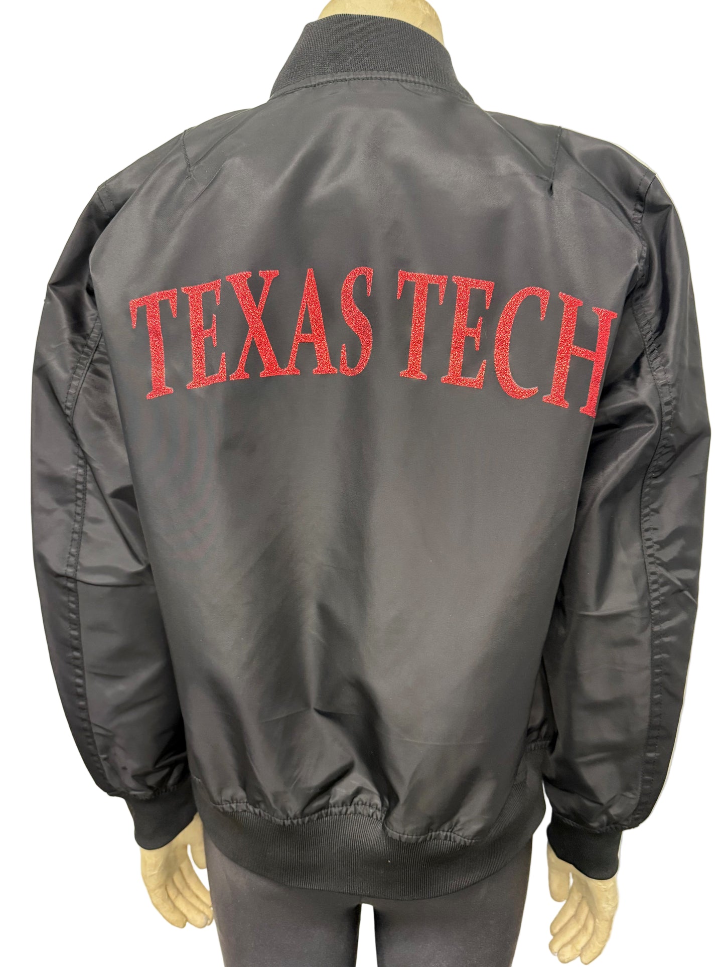 Texas Tech W/ Texas Tech Block Writing & Rhinestone TT Black Bomber
