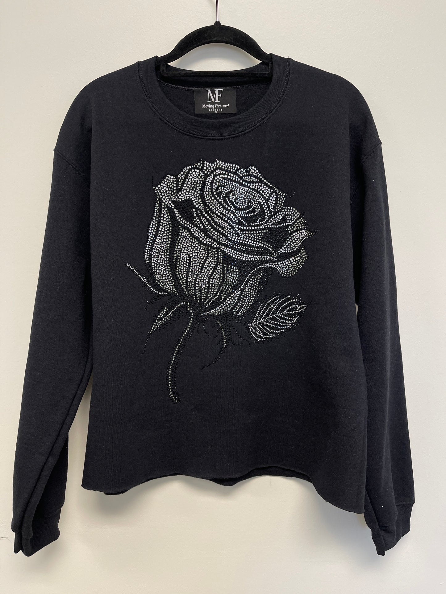 Sweatshirt, Crewneck Black, Gunmetal Rose
