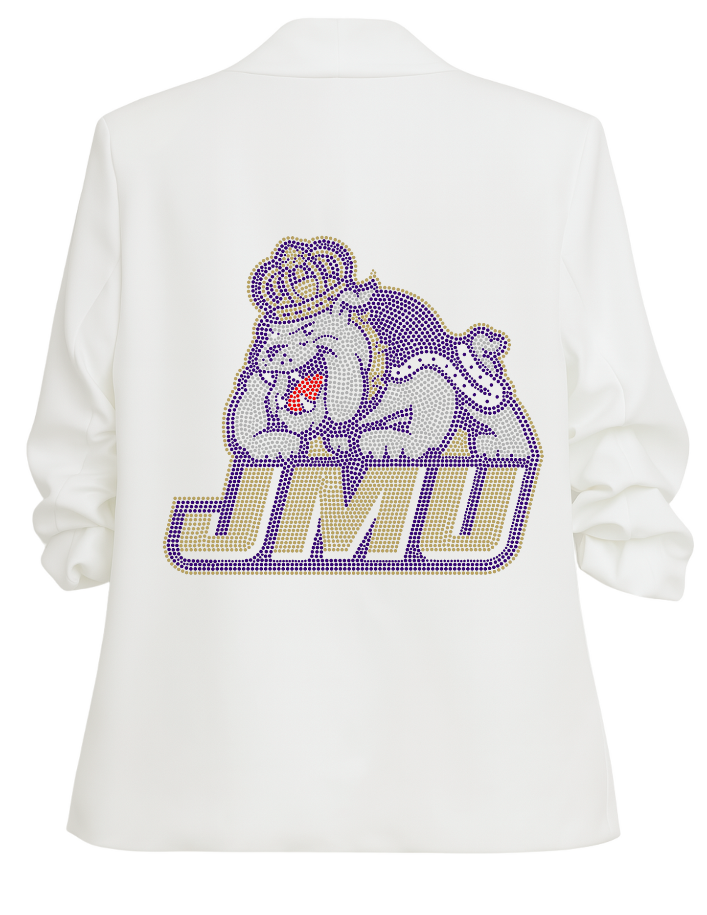 JMU Duke White Ruched Sleeve Blazer