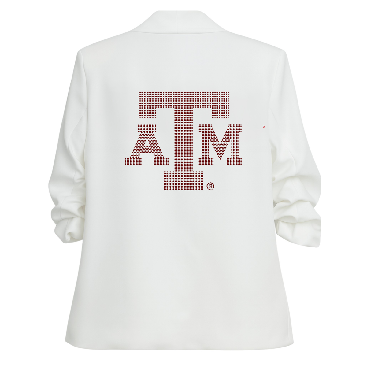 Texas A&M Logo White Ruched Sleeve Blazer