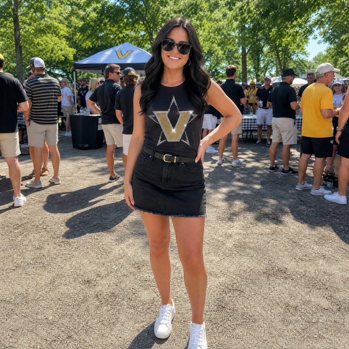 Vanderbilt University Star V Black Tank Top