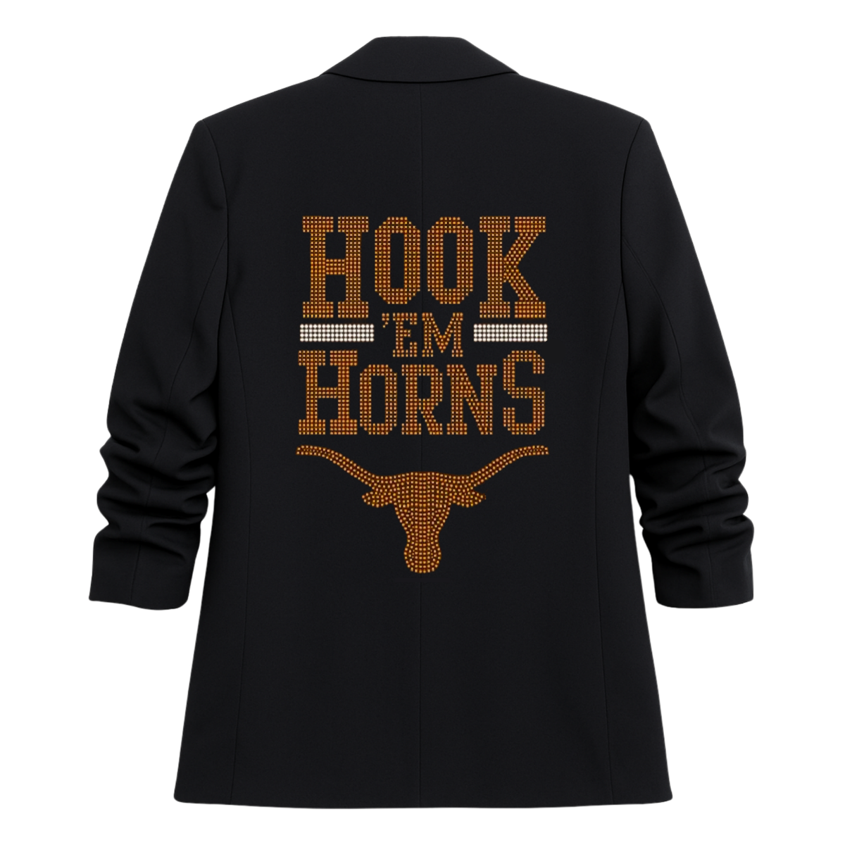 University of Texas-Austin Hook Em Horns Black Ruched Sleeve Blazer, view 3