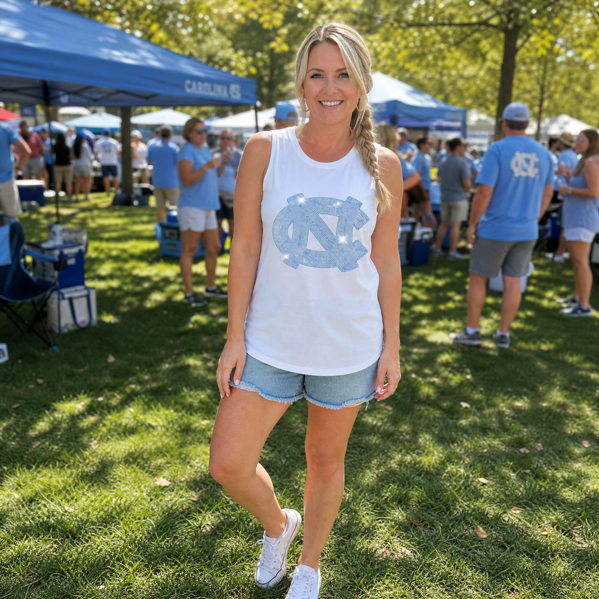 University of North Carolina Interlocking NC White Tank Top